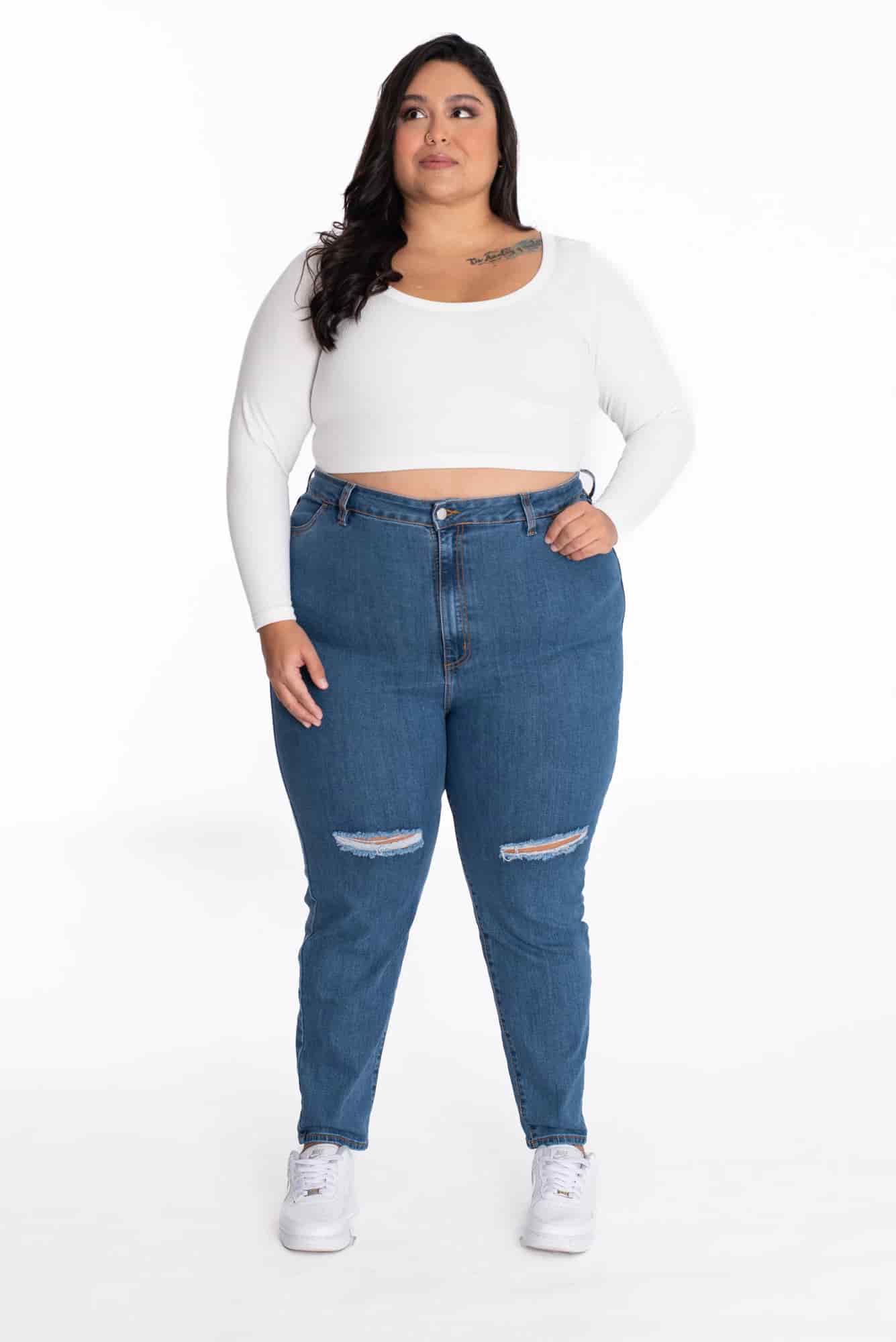 Jean Skinny Azul Medio Roto 407 - miniatura 2