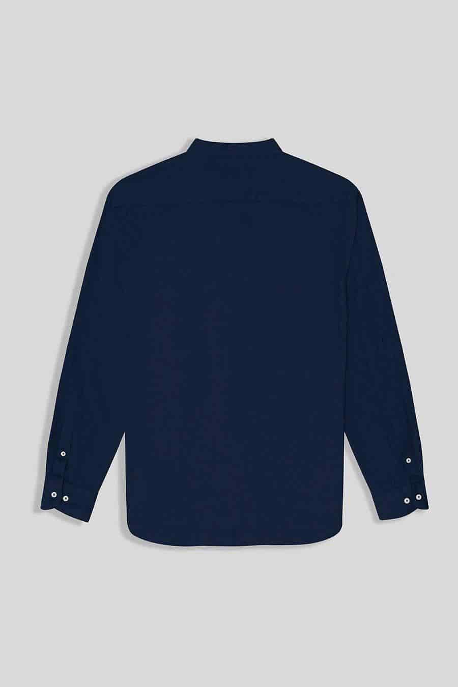 Men's linen shirt mao navy basic - miniatura 3