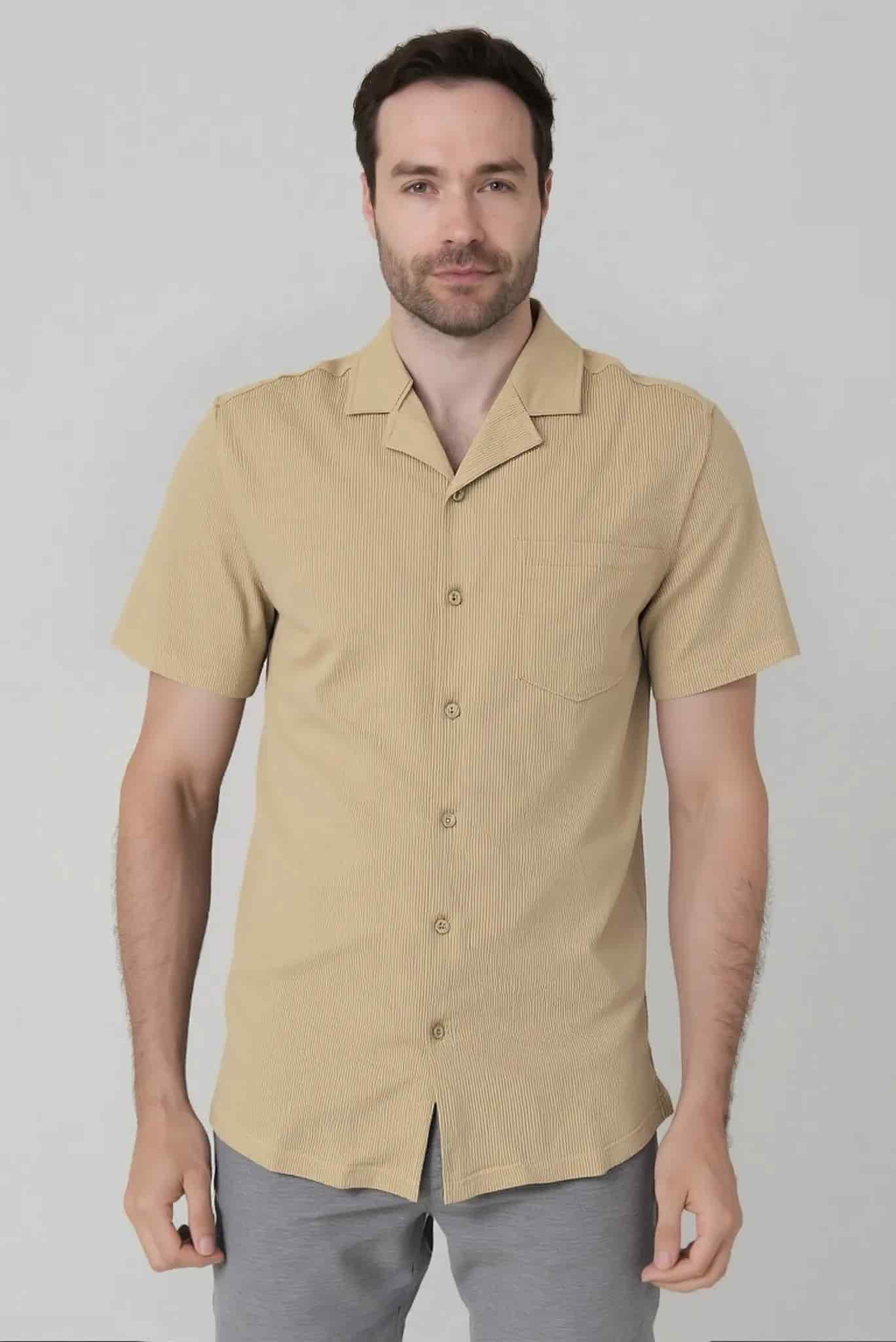 Camisa con textura manga corta para hombre Jon Sonen 087224001 - miniatura 1