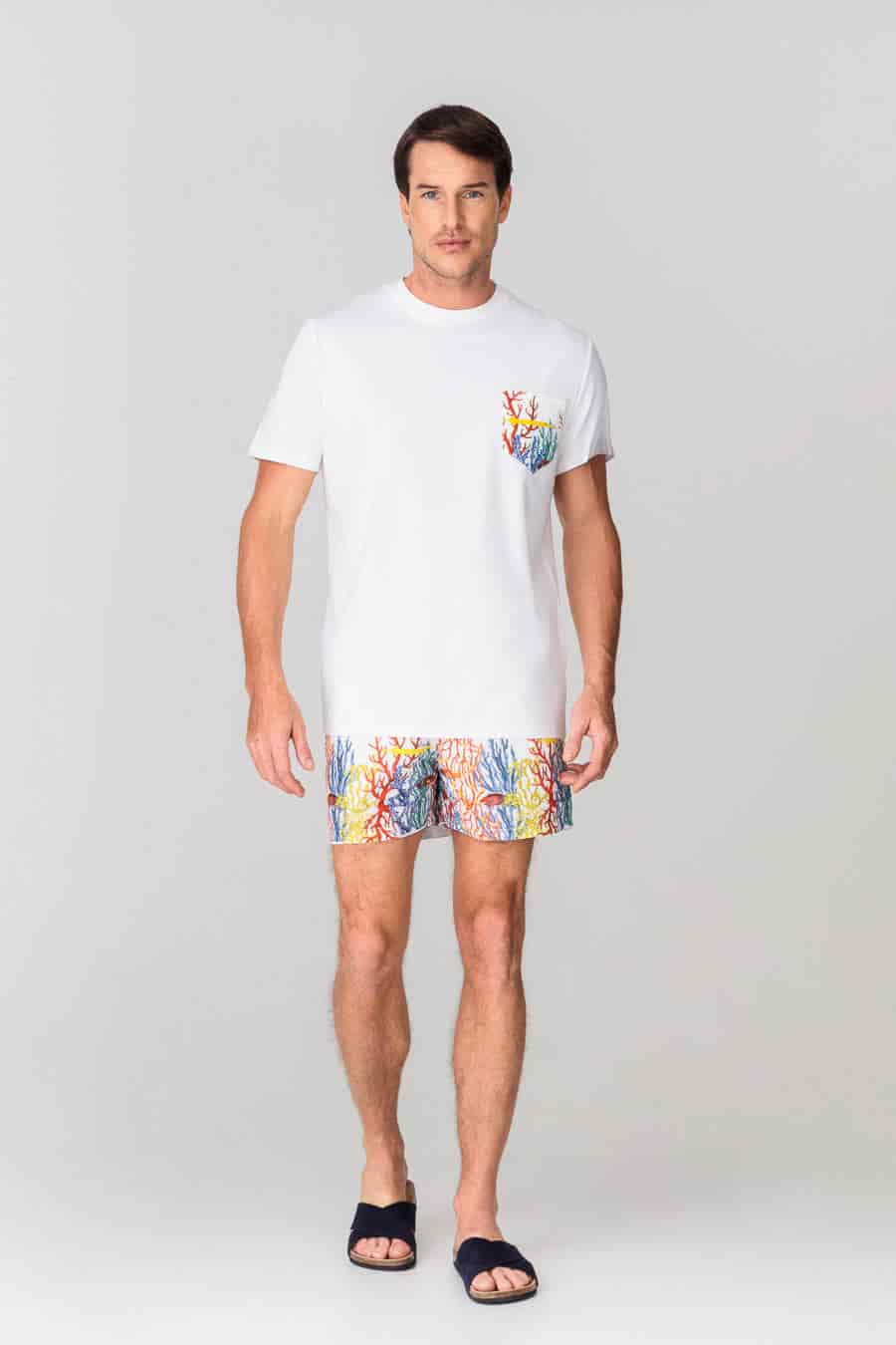 Men's cotton t-shirt pocket vega white - miniatura 1