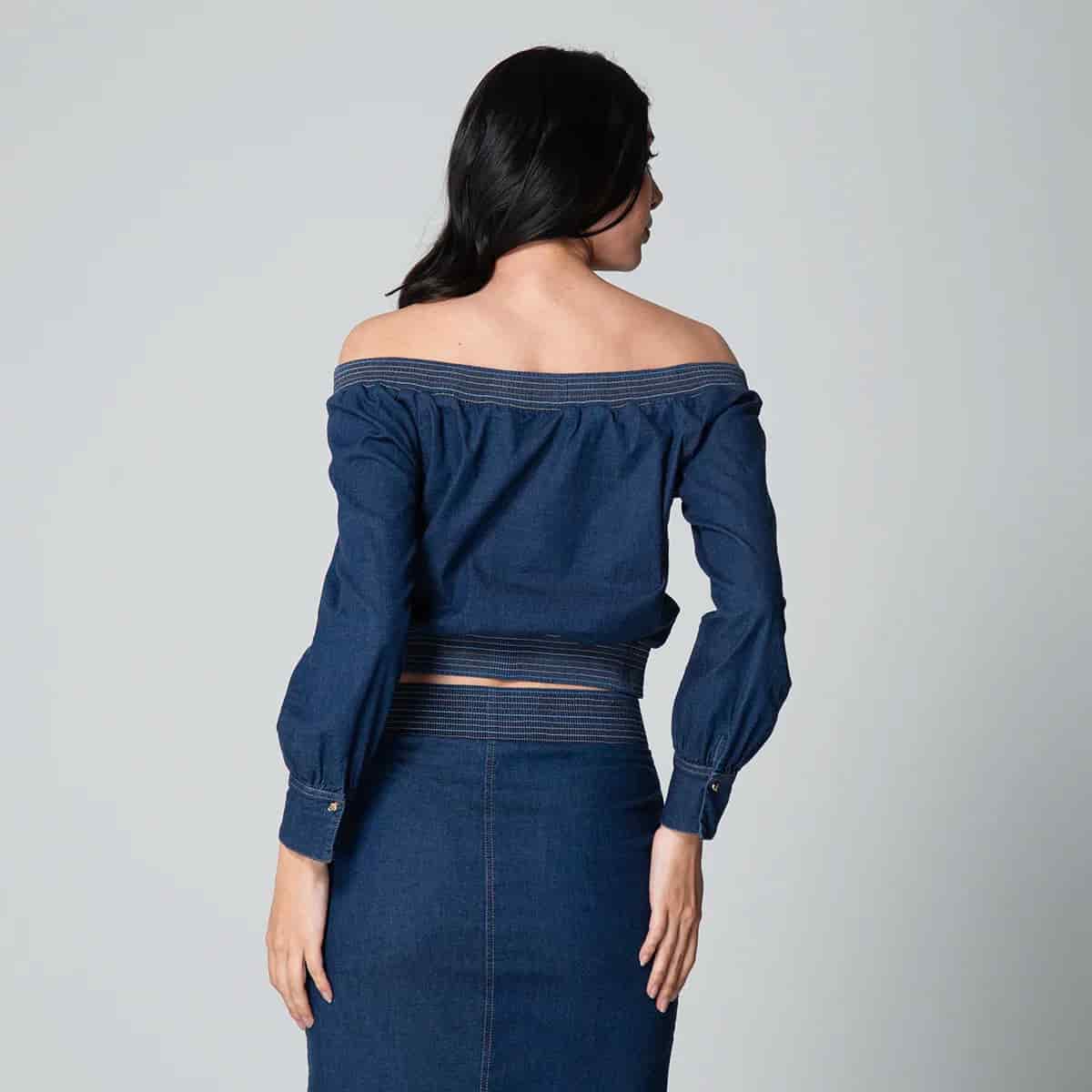 Blusa Denim Escote Bandeja Branigan - miniatura 3