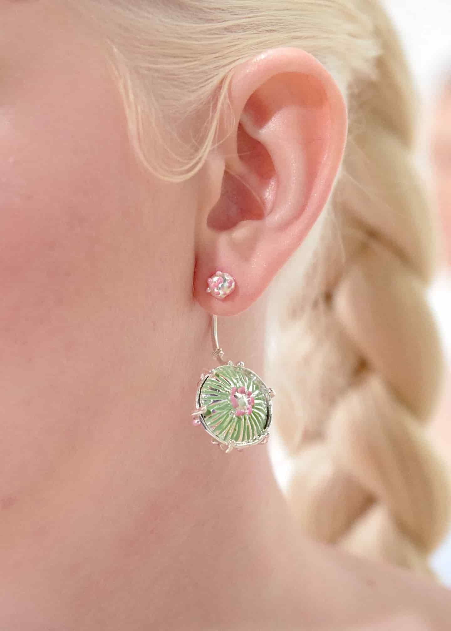 Aretes maxi sombrerito pistacho lila - miniatura 3