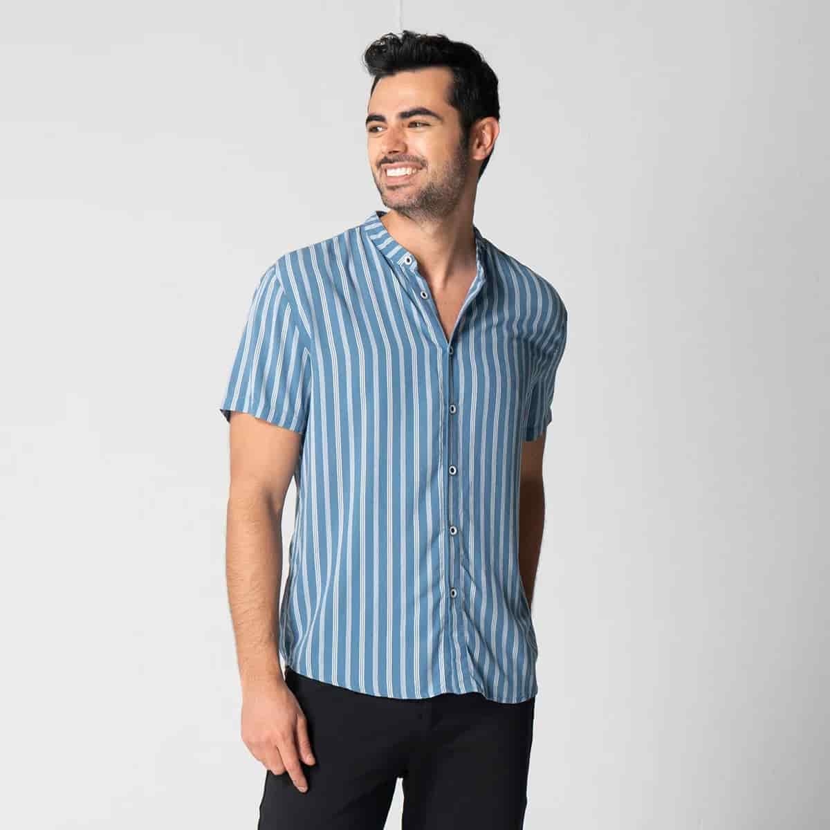 Camisa Rallas Manga Corta Slim Garnica - miniatura 3