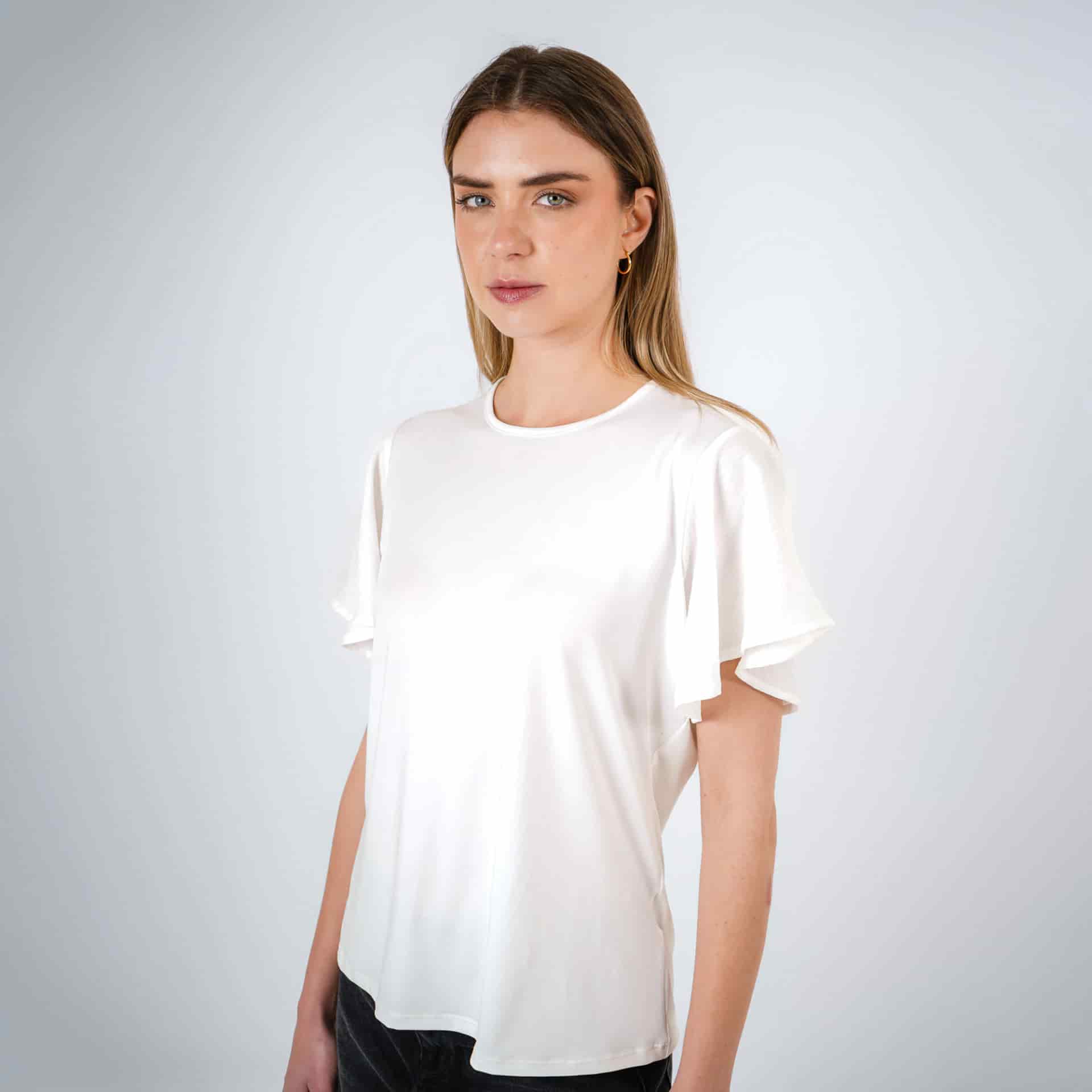 Camiseta cuello redondo manga bolero corta - miniatura 1