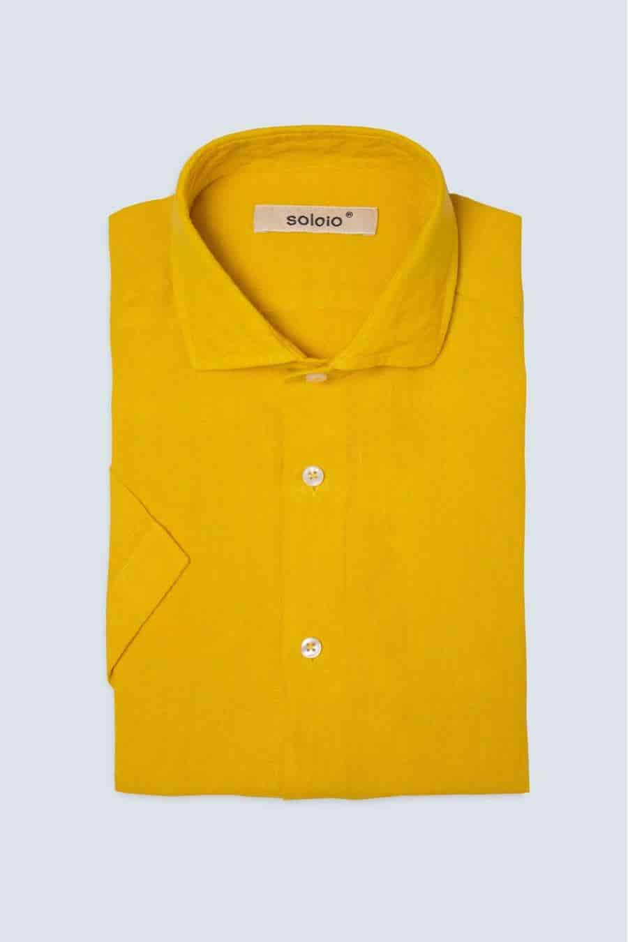 Men's linen shirt yellow fruit basic - miniatura 6