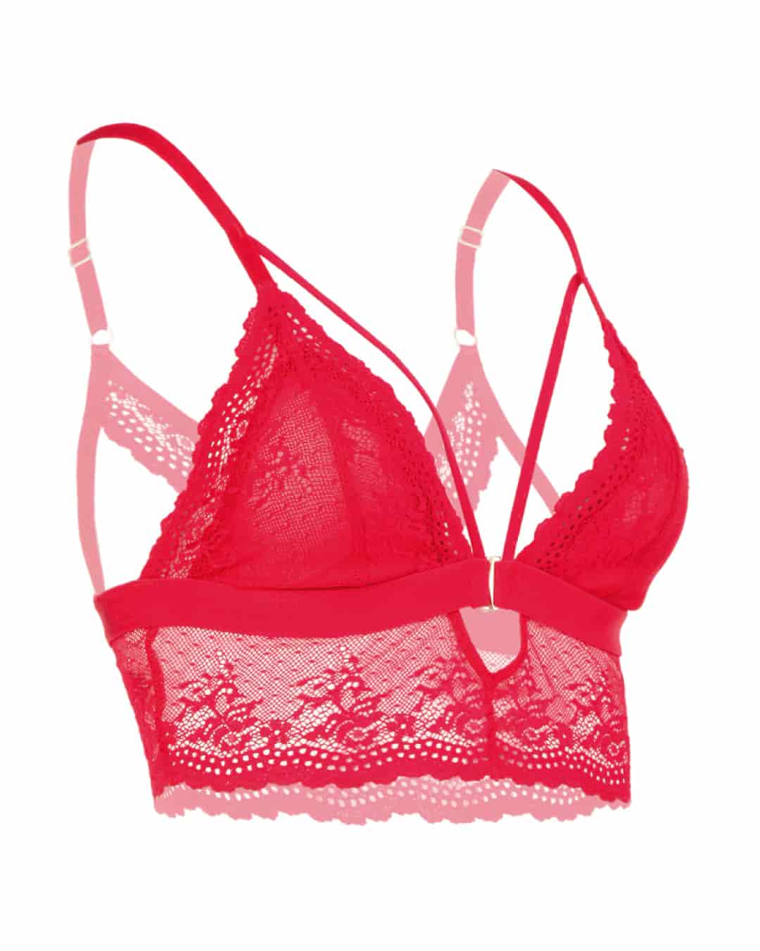 Bralette en encaje y malla - ONE LOVE ROJO - miniatura 4