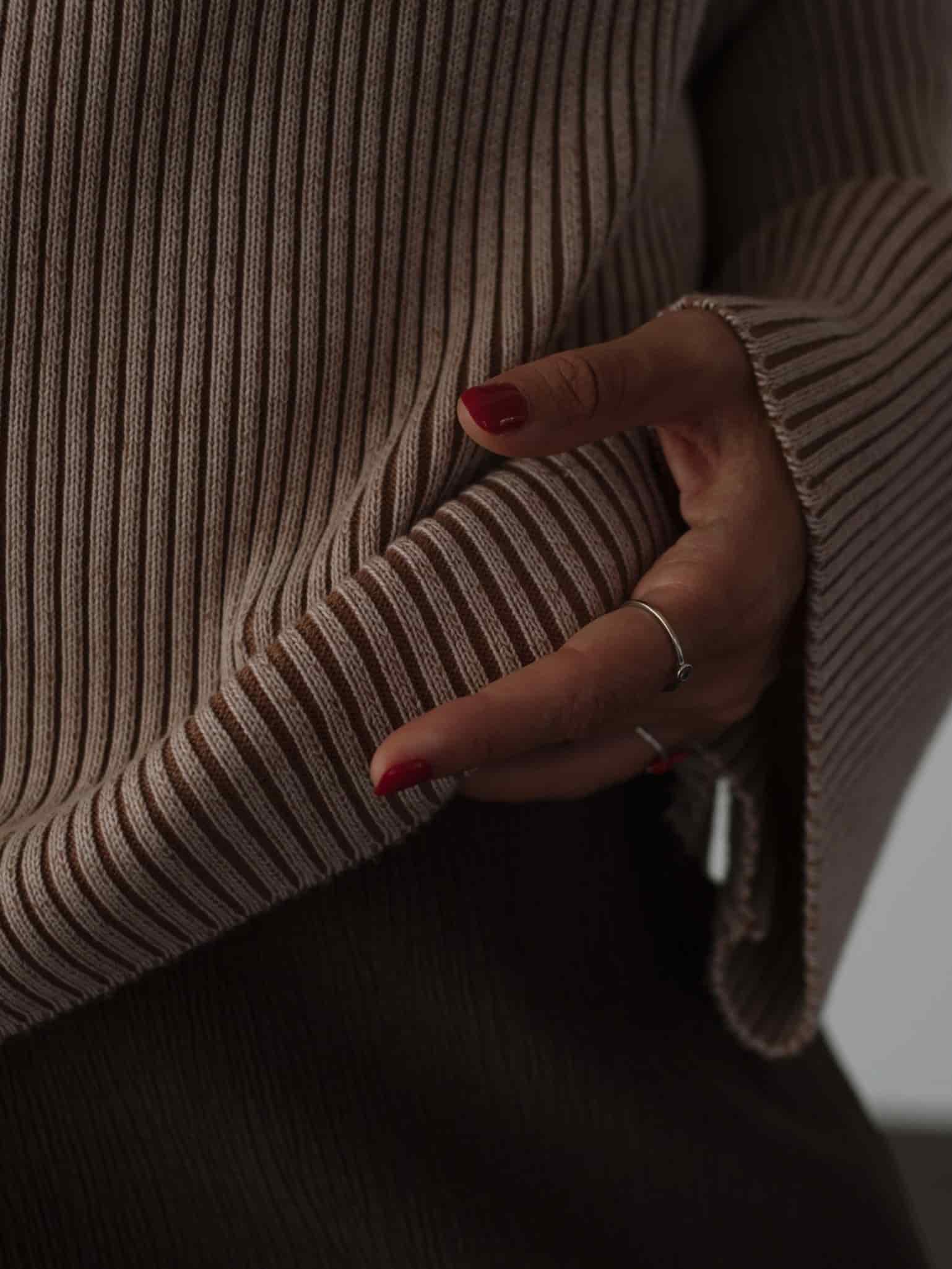 CHUNKY RIB SWEATER - NATURAL & BROWN - miniatura 9