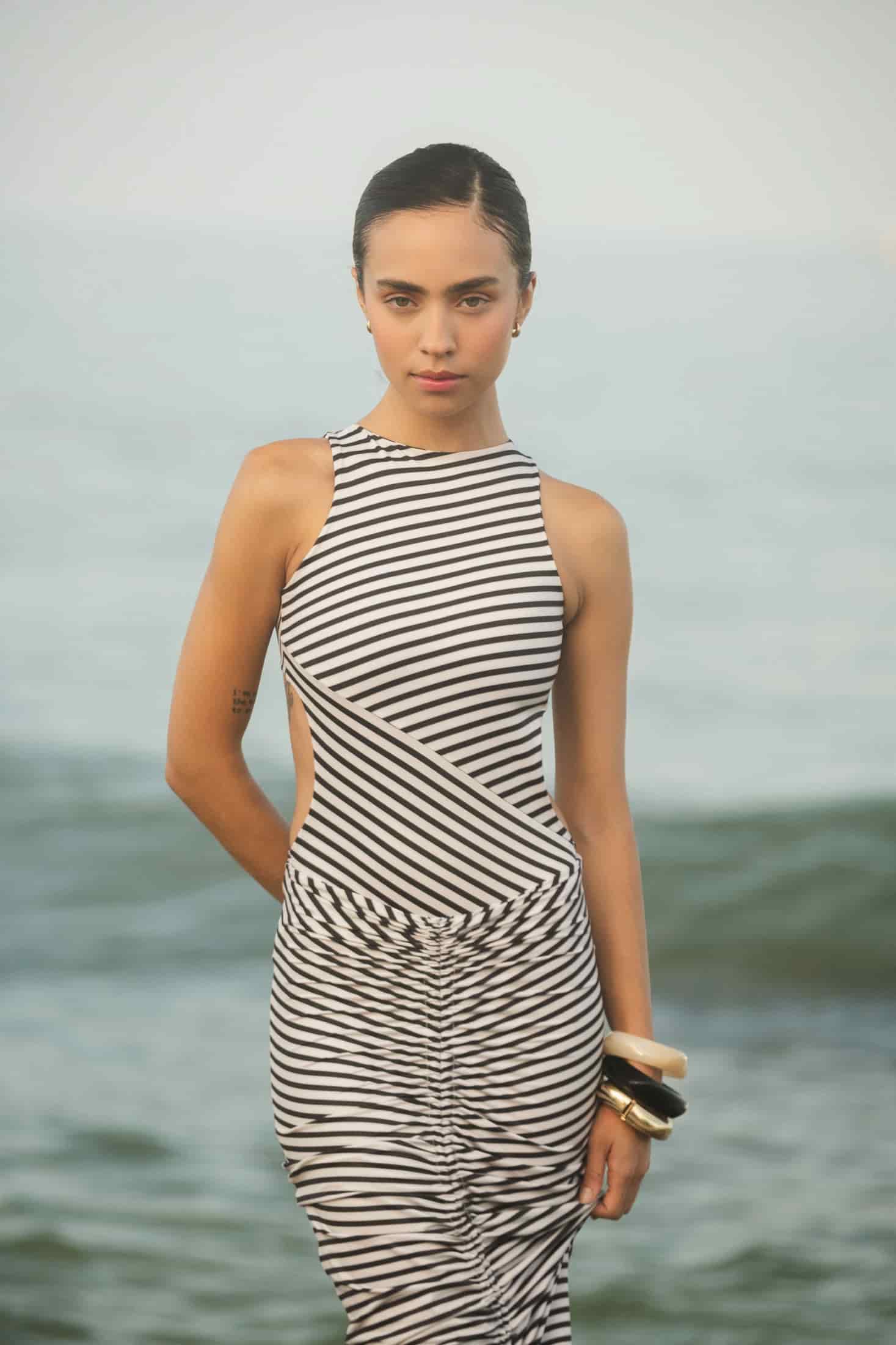 SURI SKIRT - BLACK/IVORY - miniatura 3
