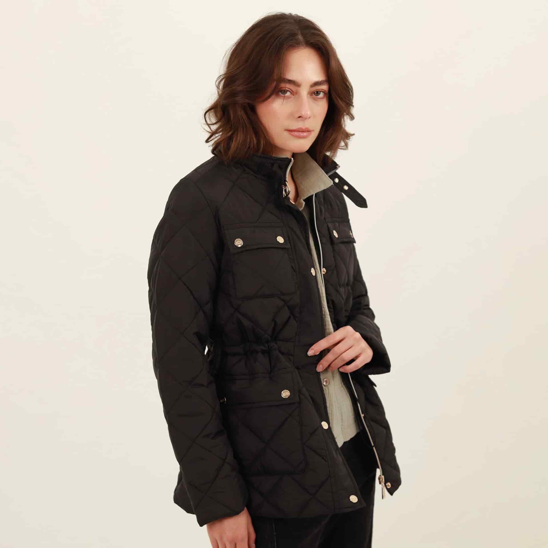 Chaqueta larga acolchada con ajuste en cintura - miniatura 2