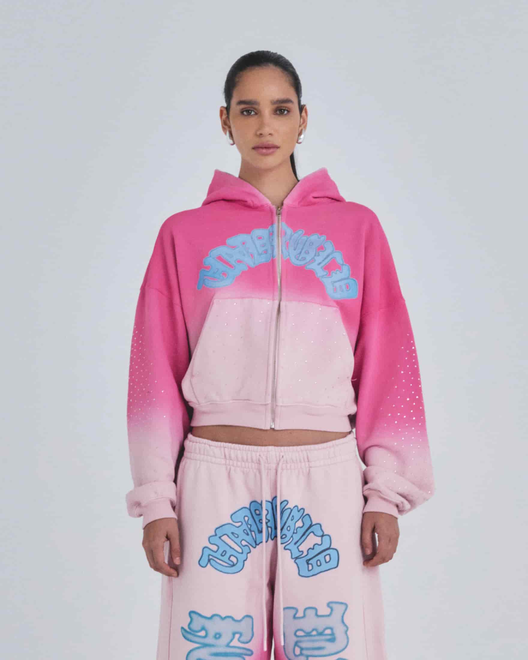 W Holy State UNDRGLD Zip Up Boxy Fit Hoodie Faded Pink - miniatura 2