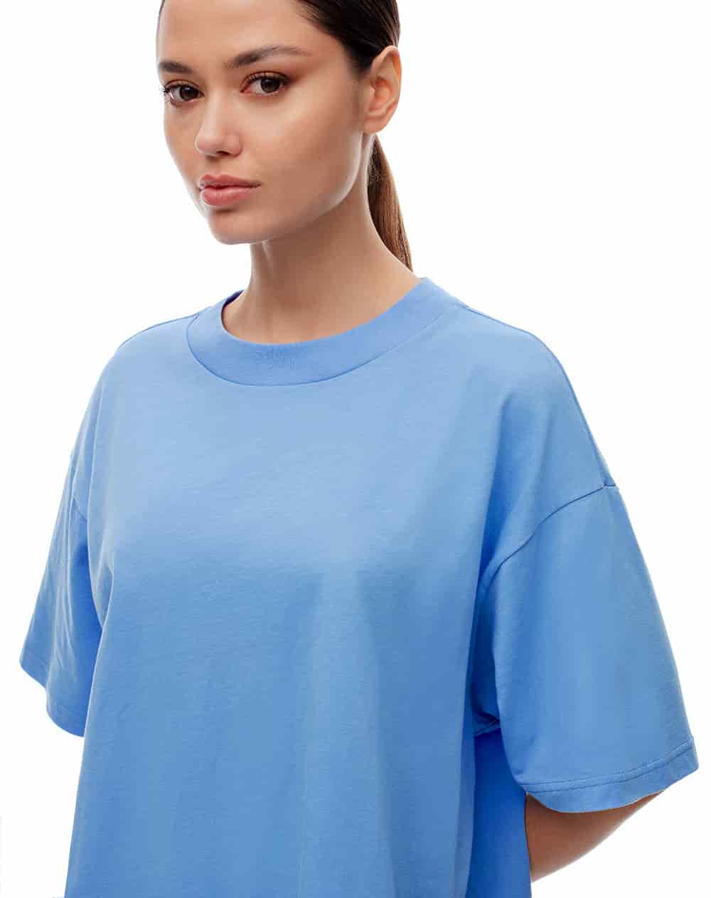 Camiseta oversize algodón azul mujer - miniatura 2