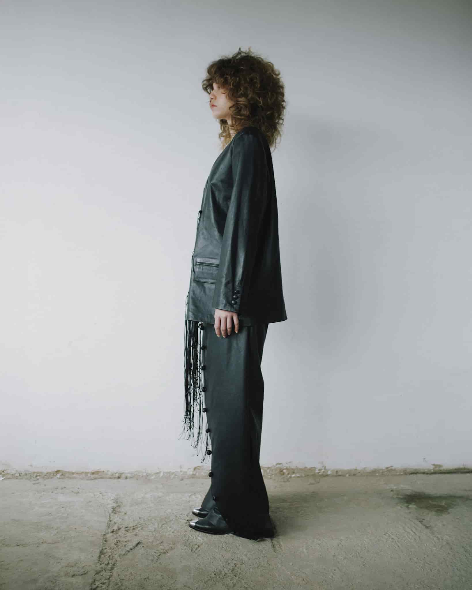 CROSSED LEATHER TROUSERS - miniatura 4