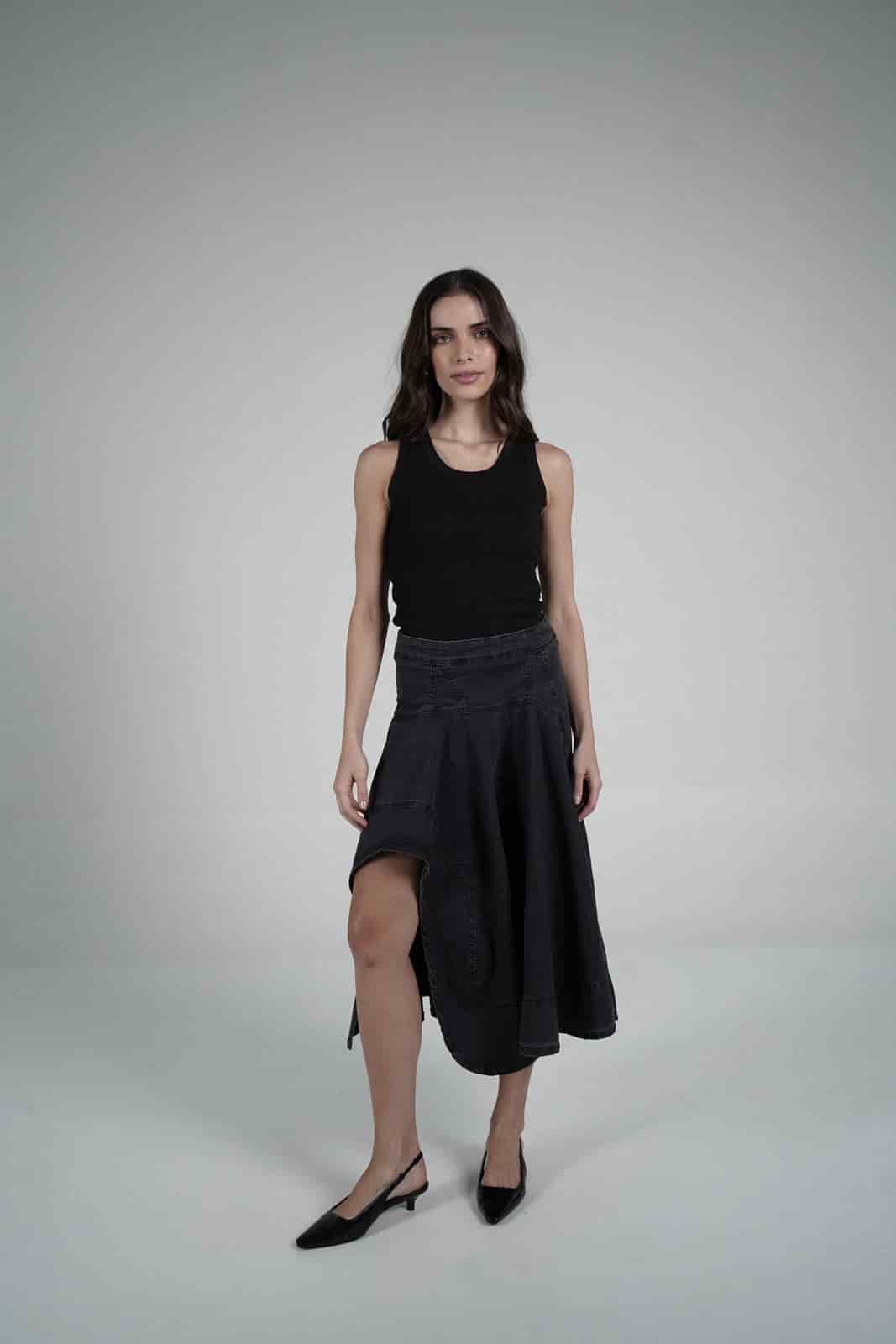 Black asymmetrical skirt - miniatura 1