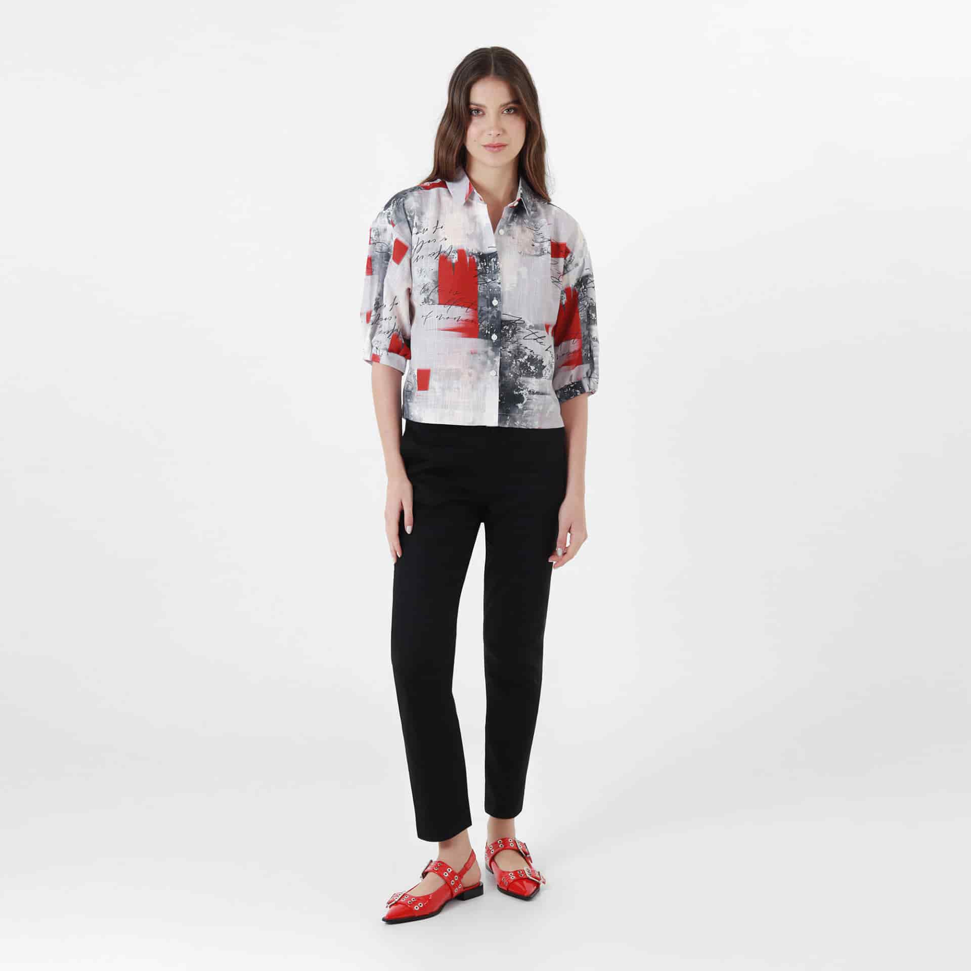 Blusa Cuello Camisero Manga Al Codo - miniatura 4