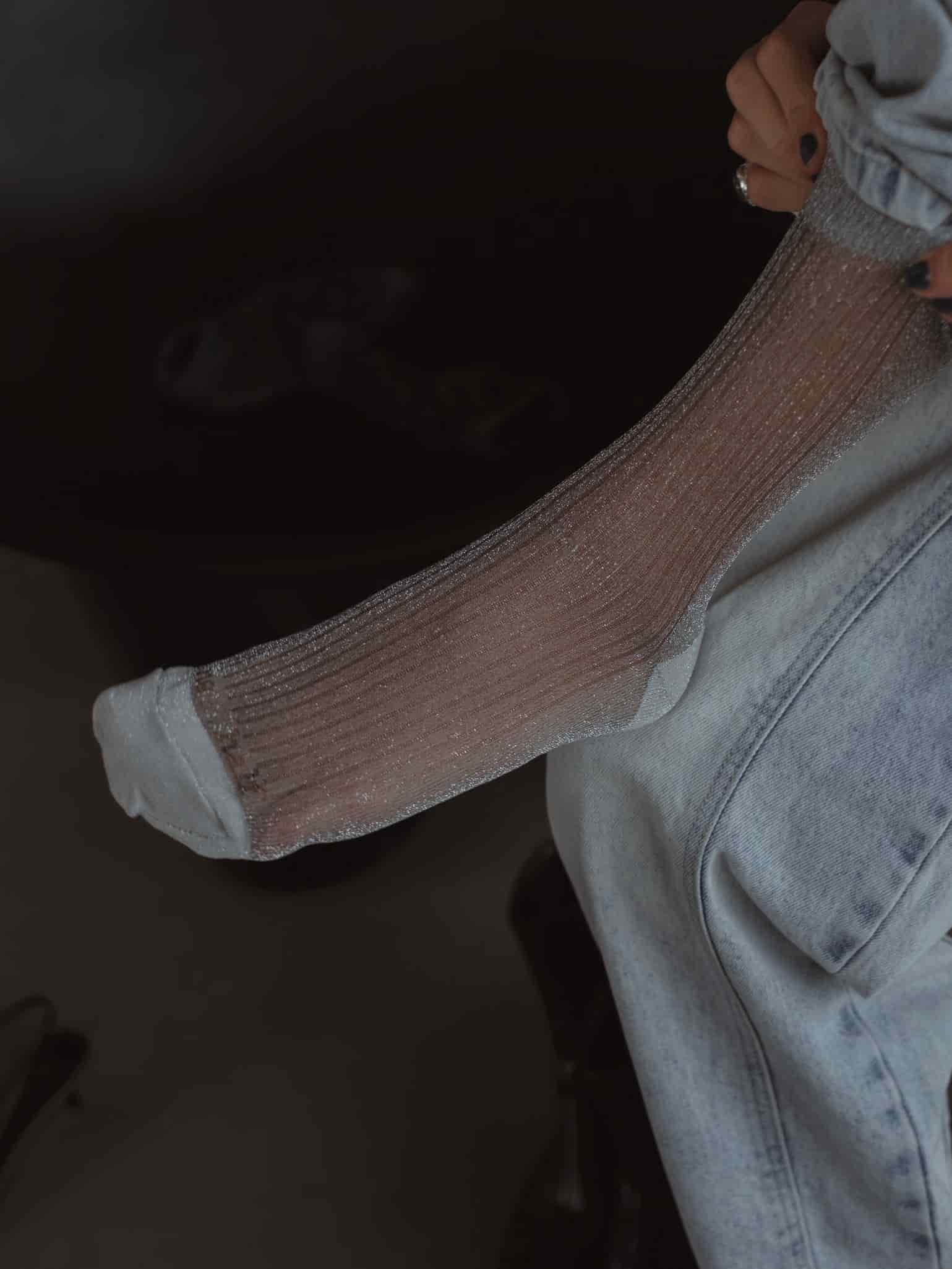 MESH SHINY SOCKS - PLATINUM - miniatura 2