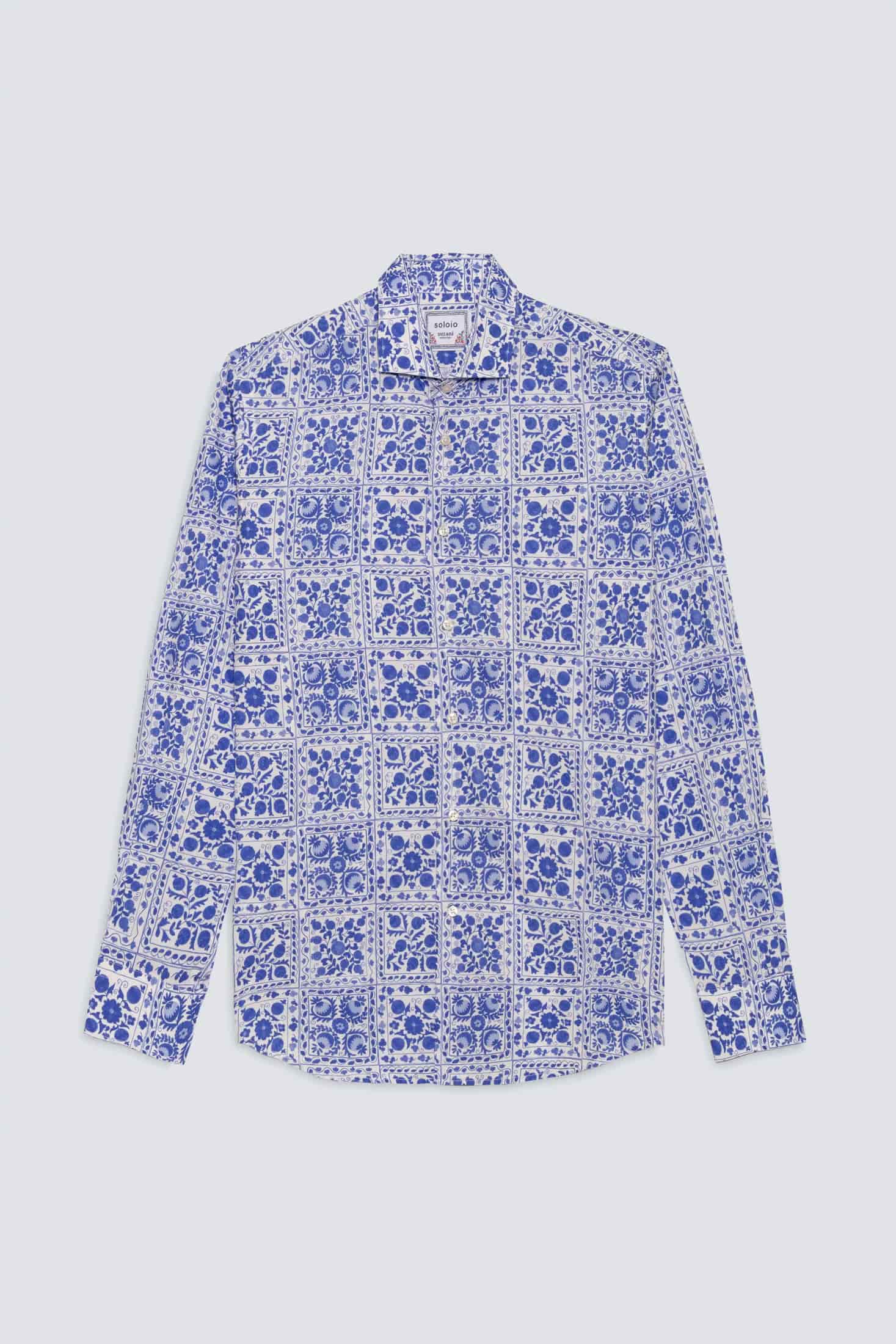 Men's cotton shirt white ferghana - miniatura 1
