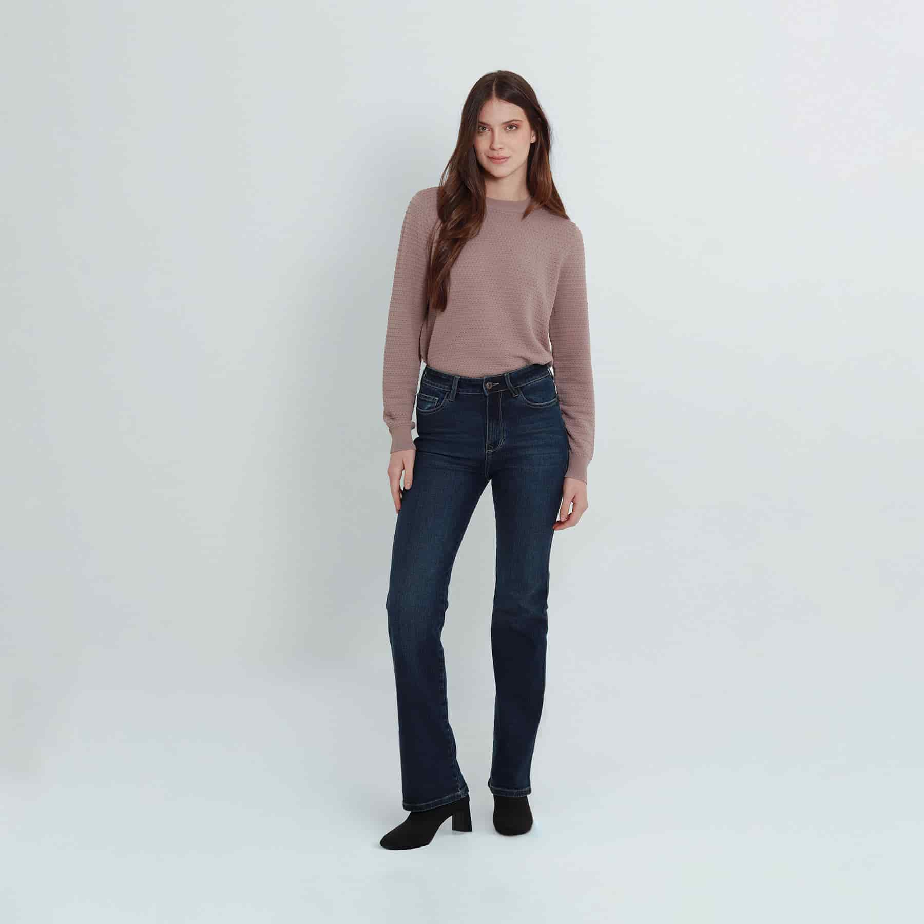 Sweater tejido texturizado cuello redondo manga larga - miniatura 5