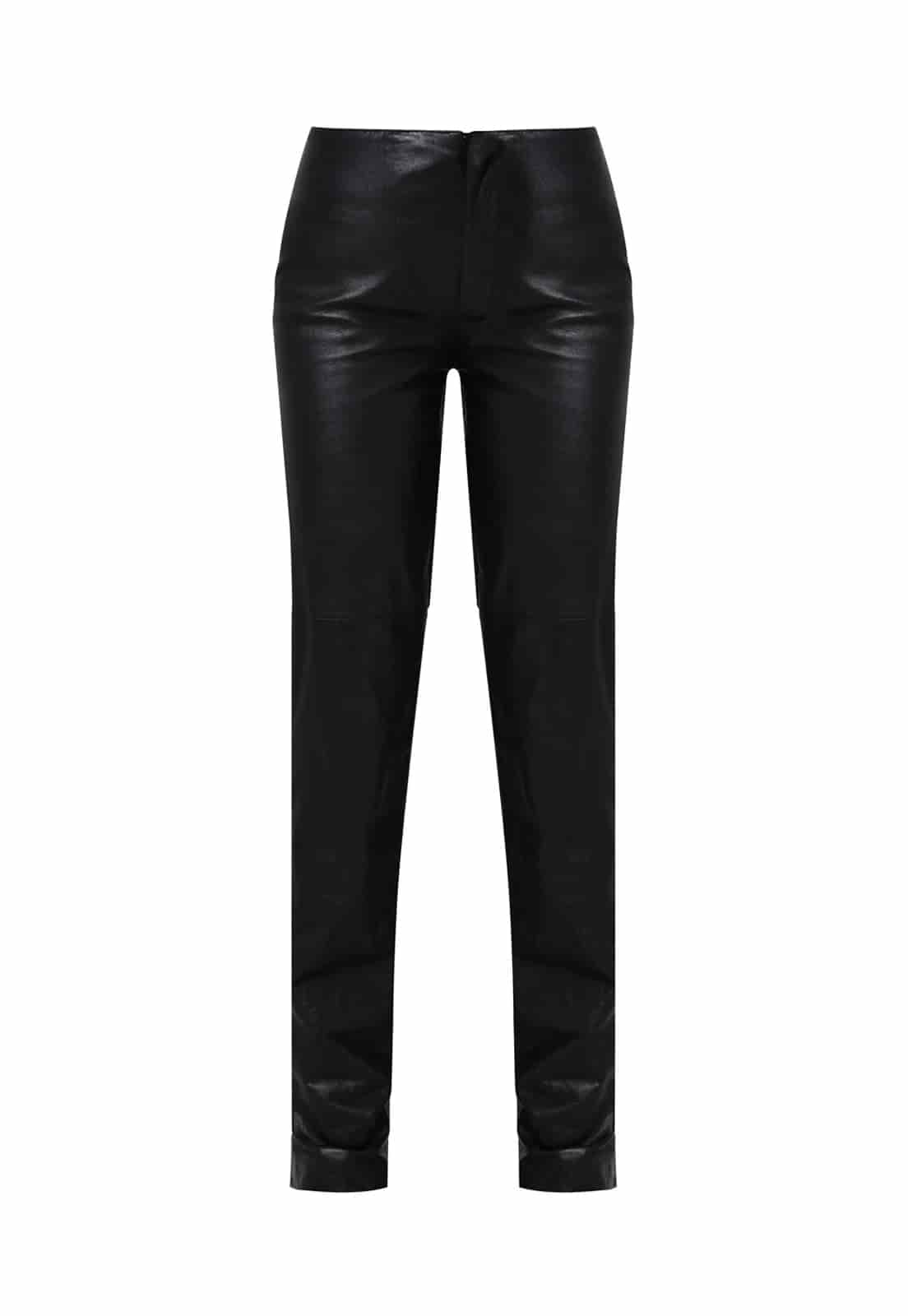 LEATHER LOW RISE TROUSERS - miniatura 1