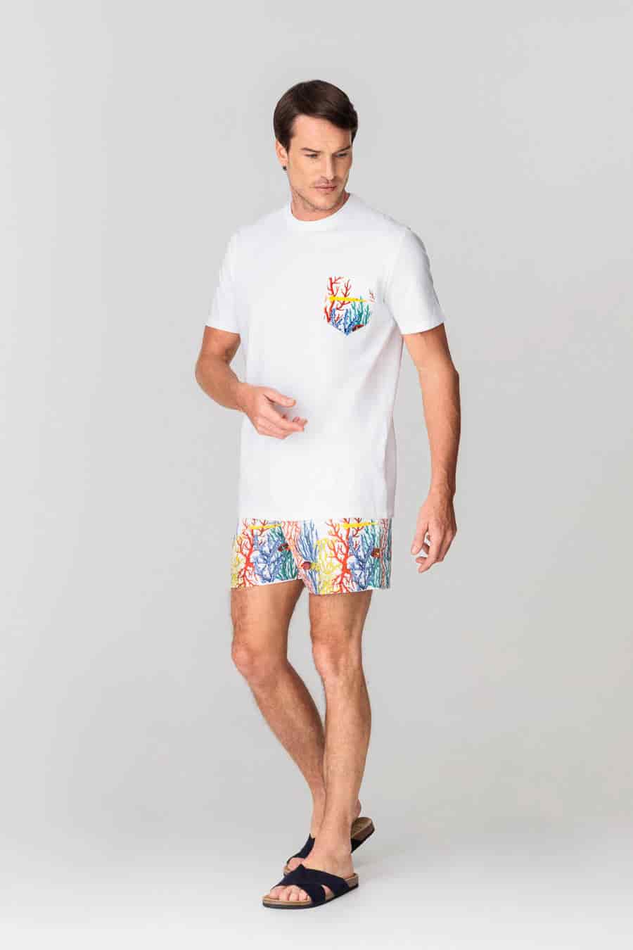 Men's cotton t-shirt pocket vega white - miniatura 2