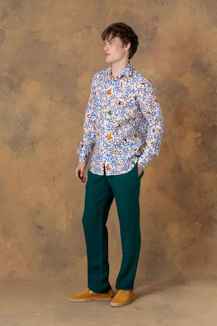 Men's shirt linen delphos white - miniatura 4