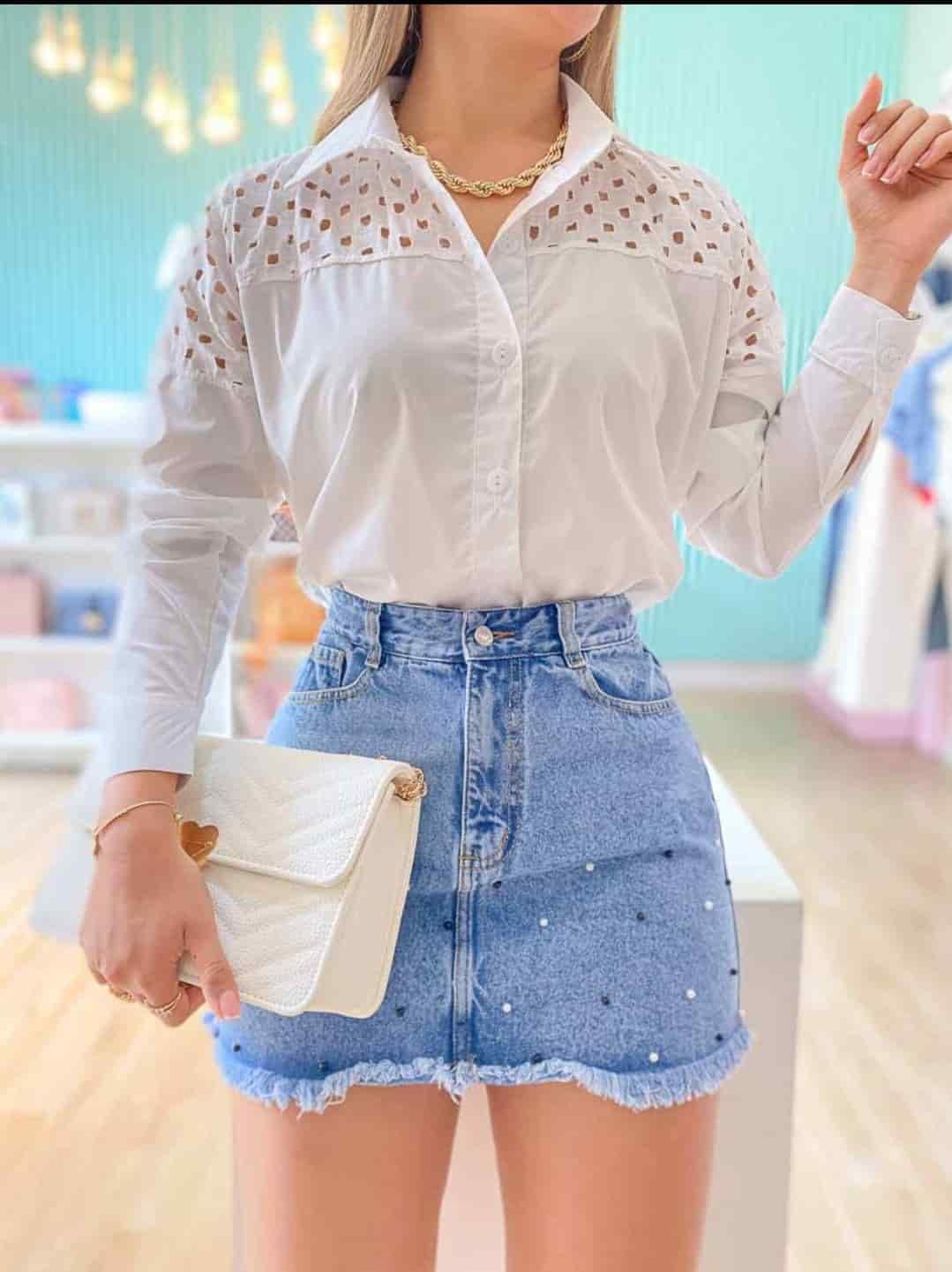 Falda jean Anny clara perlas - miniatura 2