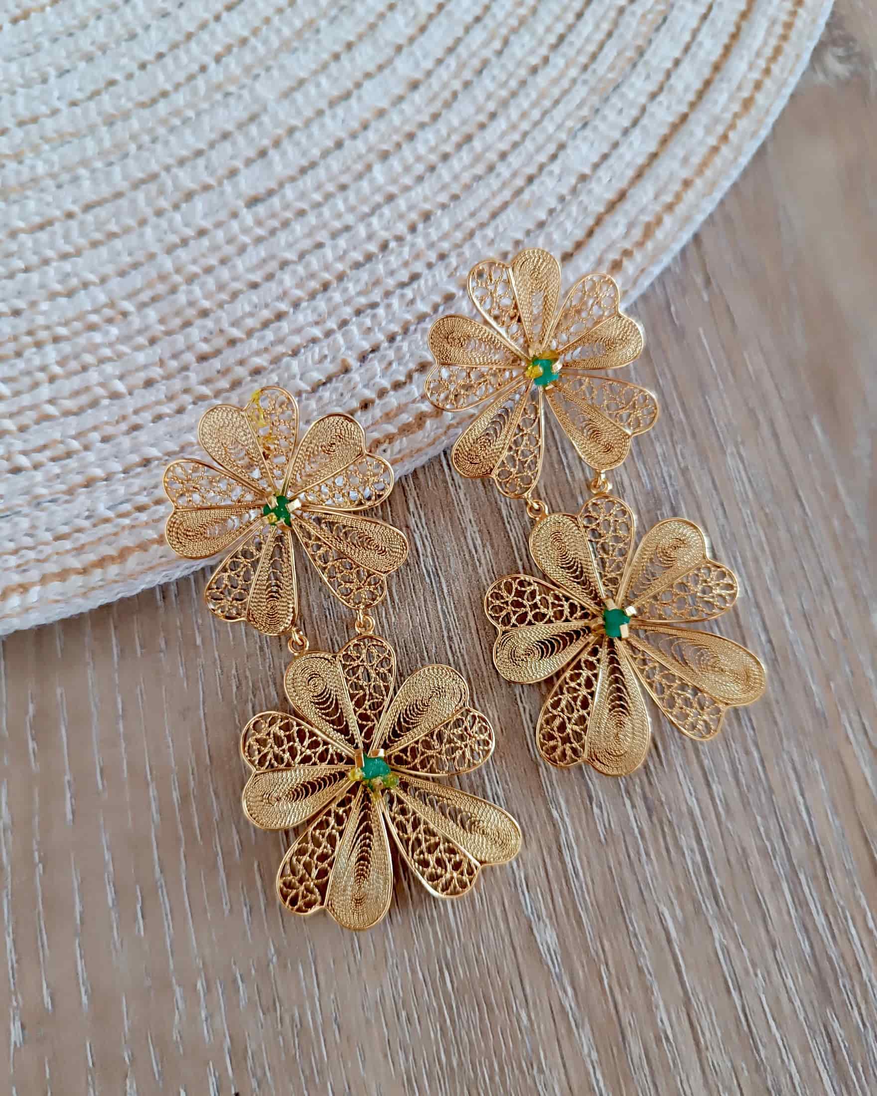 Aretes doble flor Chiara - miniatura 4