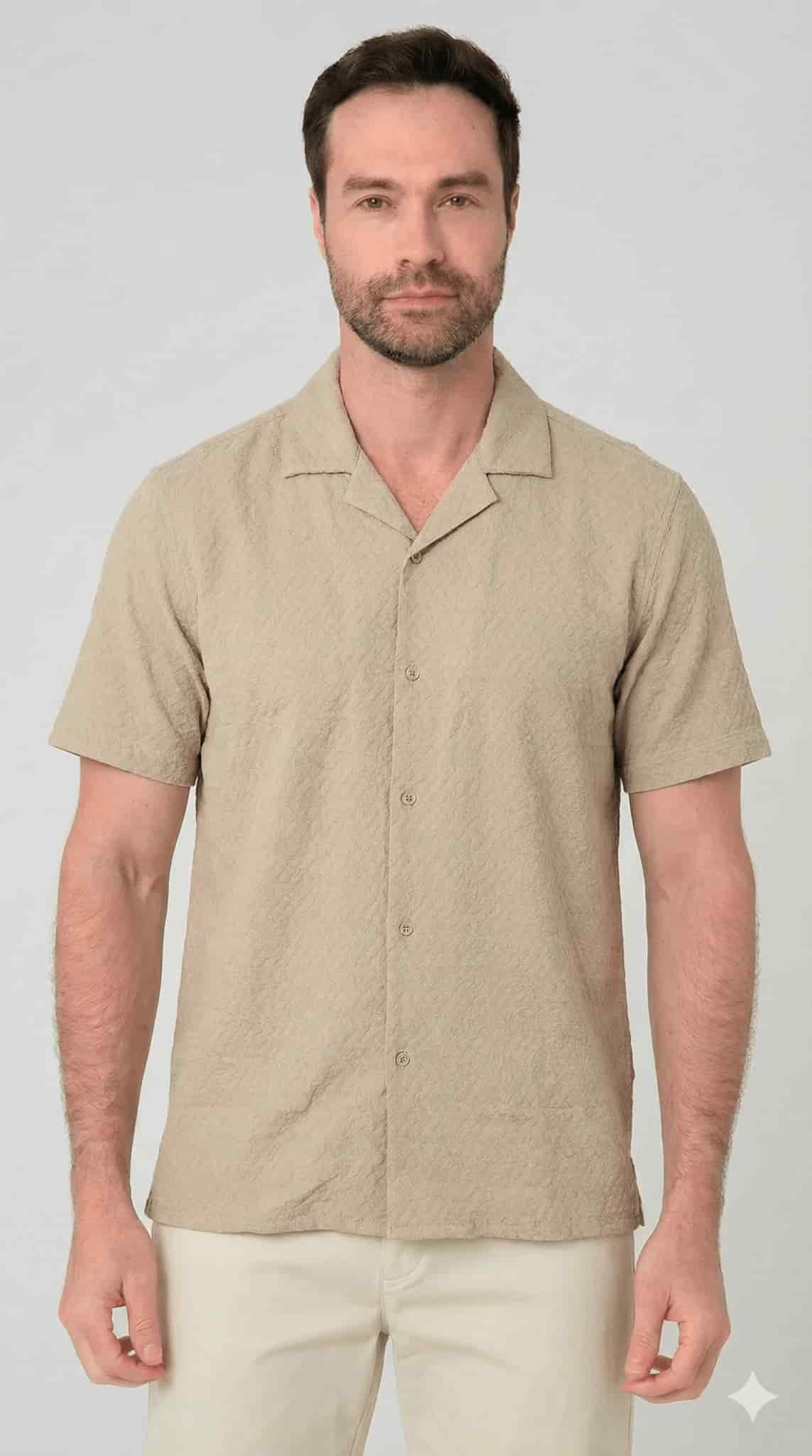 Camisa manga corta con textura para hombre Jon Sonen 027225019 - miniatura 1