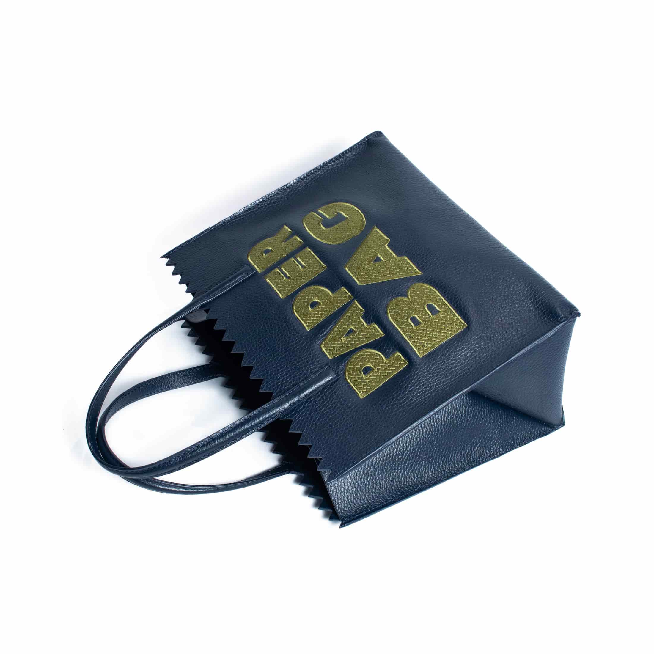 PAPER BAG SHORT - navy blue x pistacho - miniatura 2