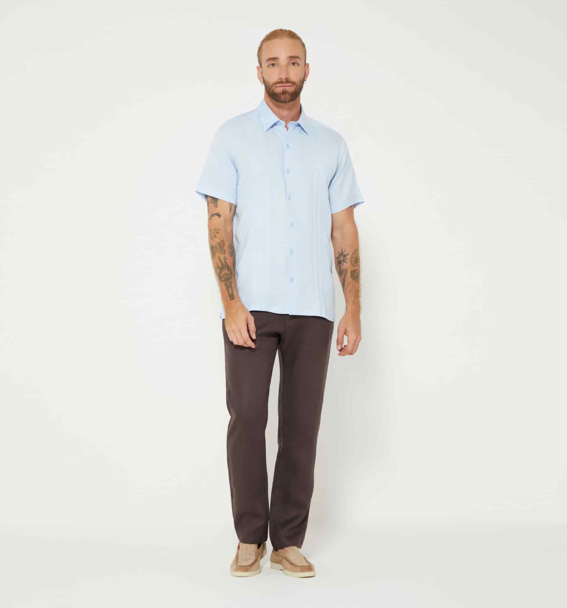 Camisa de lino guayabera para hombre m/c - miniatura 3