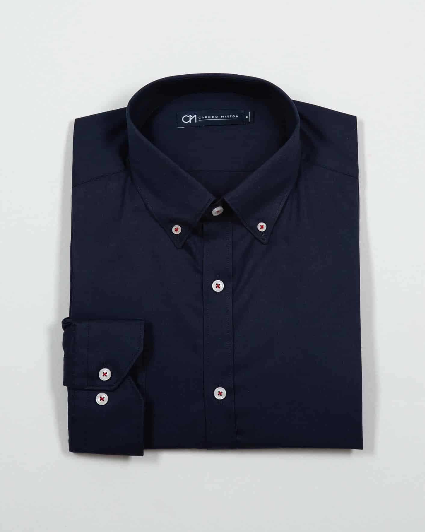 Camisa Sarga Botón Contraste Algodón Azul Oscuro - miniatura 5