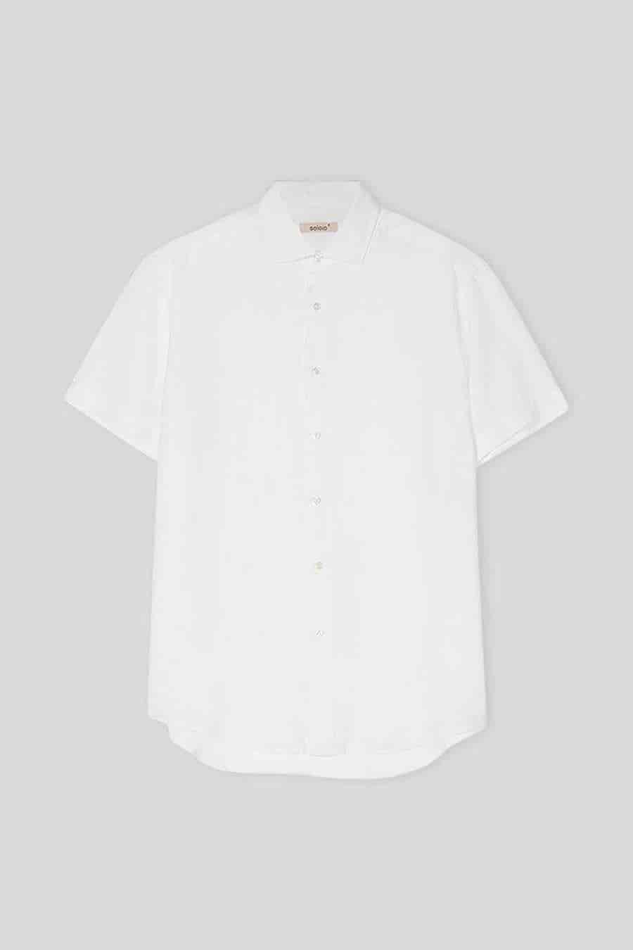 Men's linen shirt white - miniatura 1