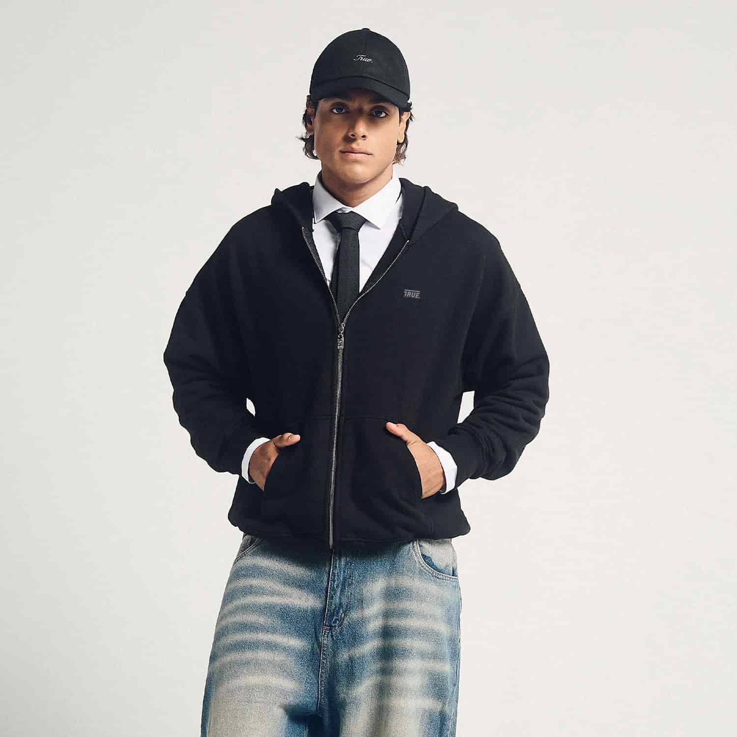 Classic Zipper Hoodie - Black - miniatura 4