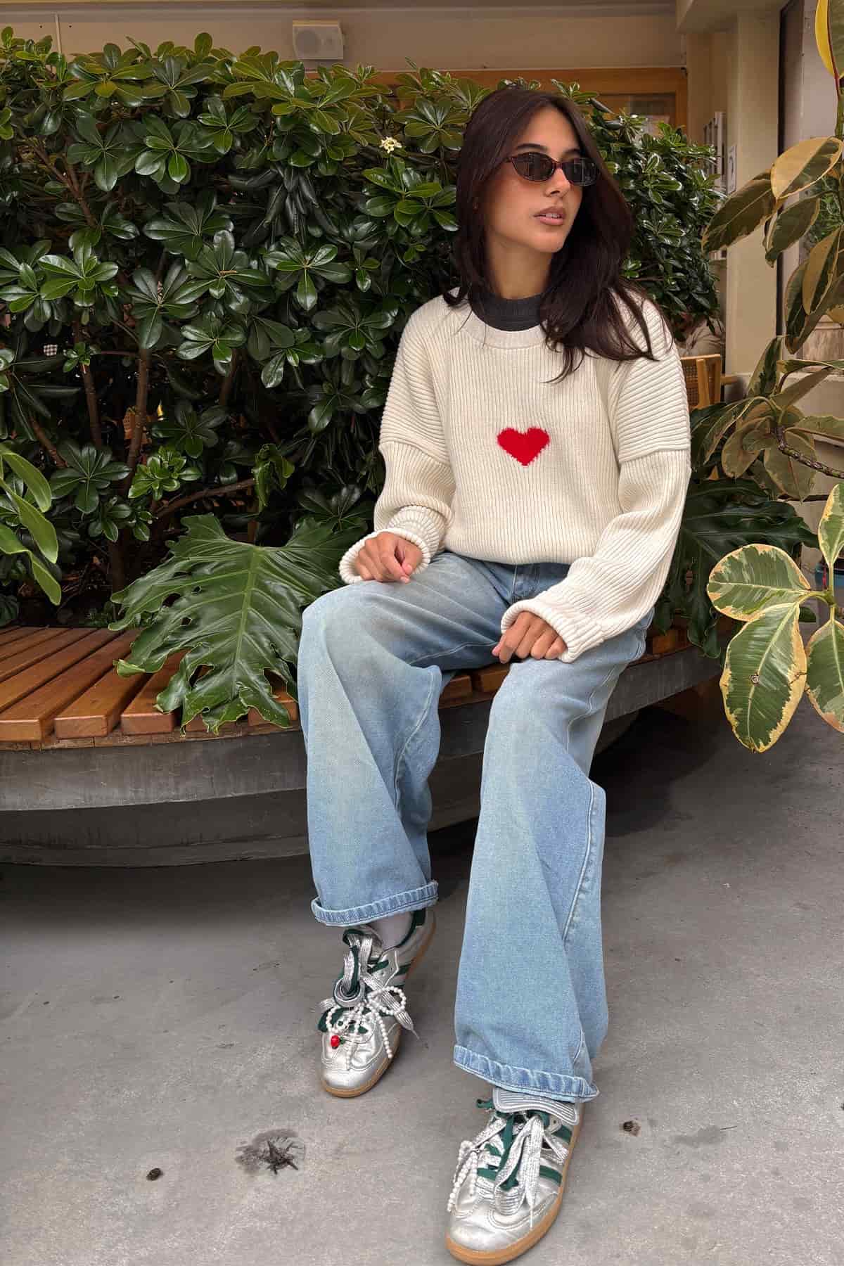 FUZZY HEART SWEATER IVORY - miniatura 3