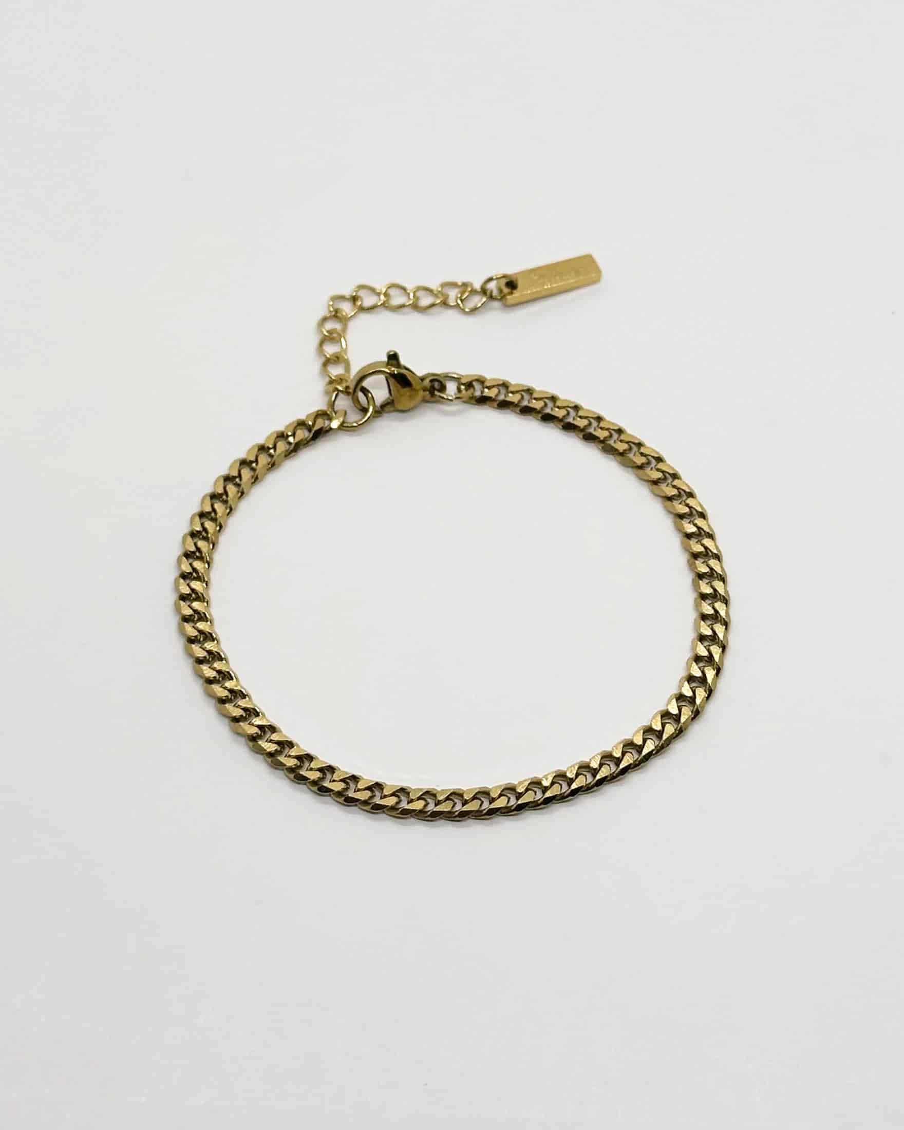 Thin Cuban Bracelet, Gold - miniatura 1