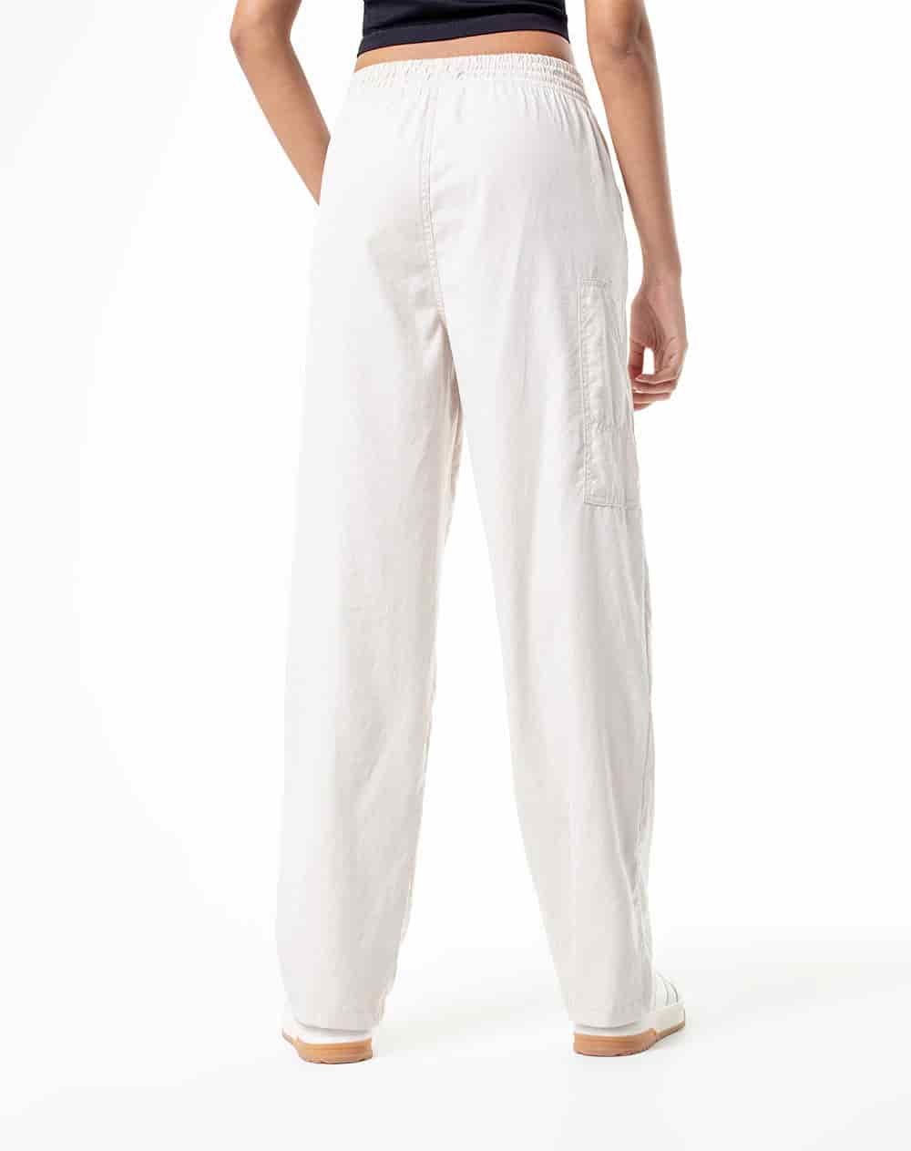 Pantalón recto tiro medio habano mujer - miniatura 3