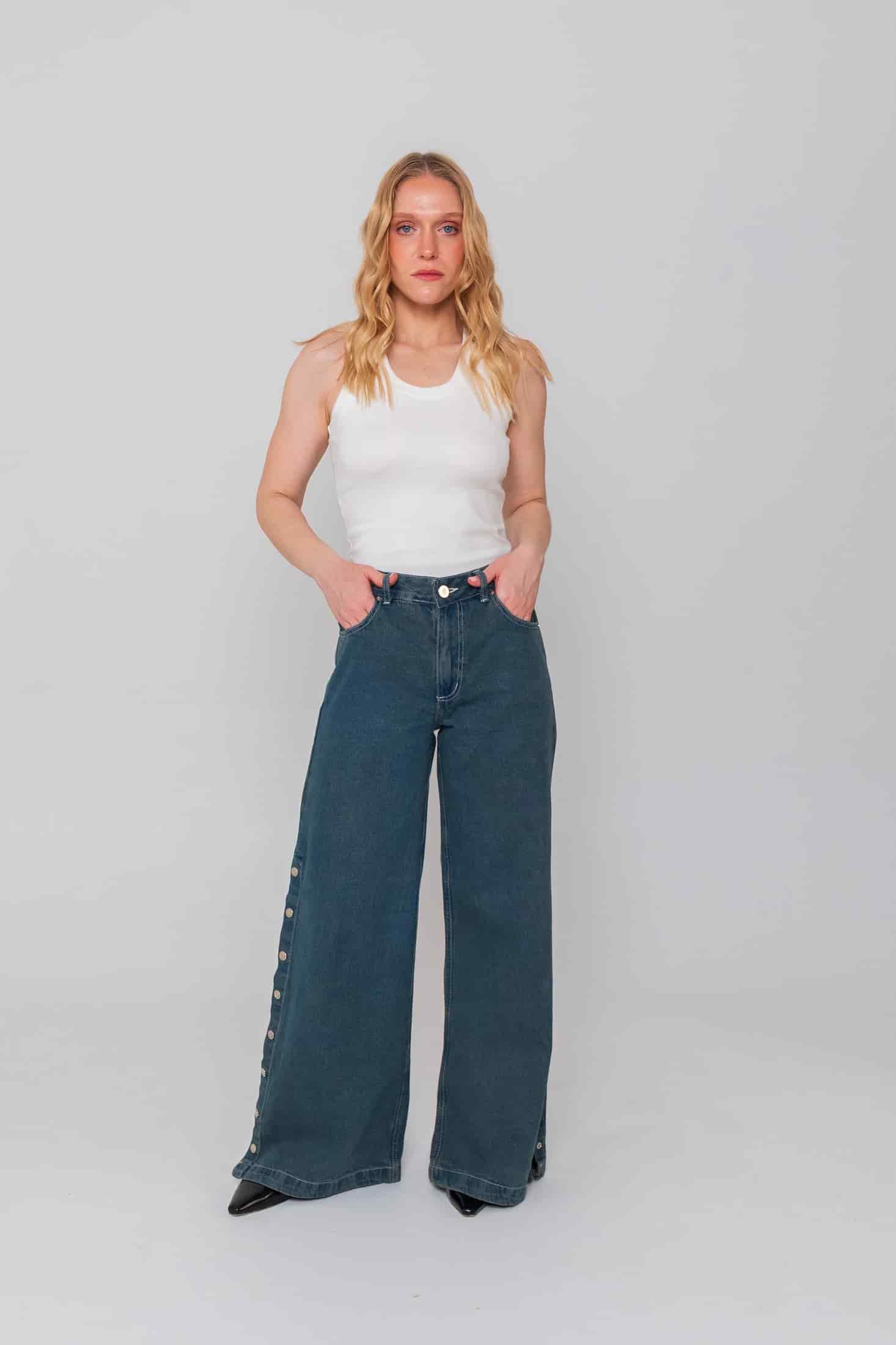 Blue Side Buttons Jeans - miniatura 1