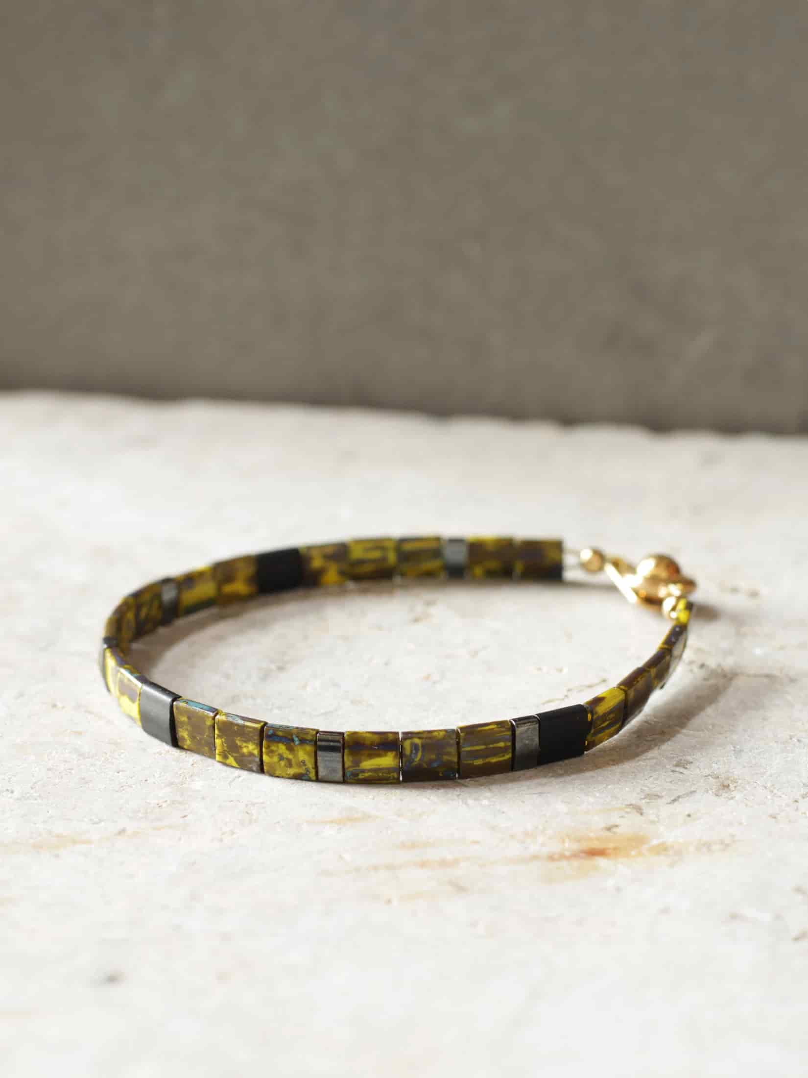 Brazalete Miyuki Tila Amarillo Marmolizado 5mm - miniatura 4