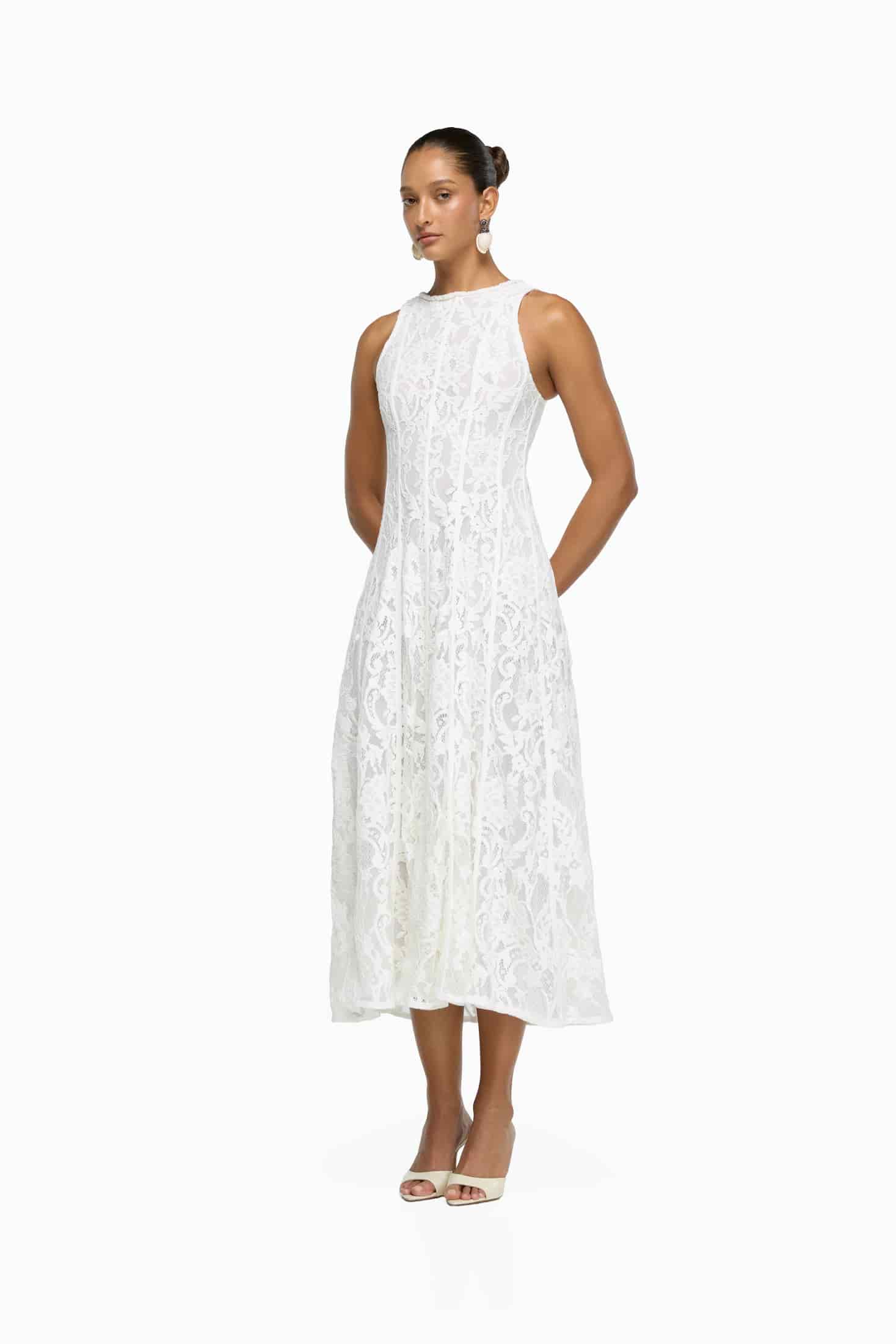 ANTOINETTE MIDI DRESS WHITE - miniatura 3
