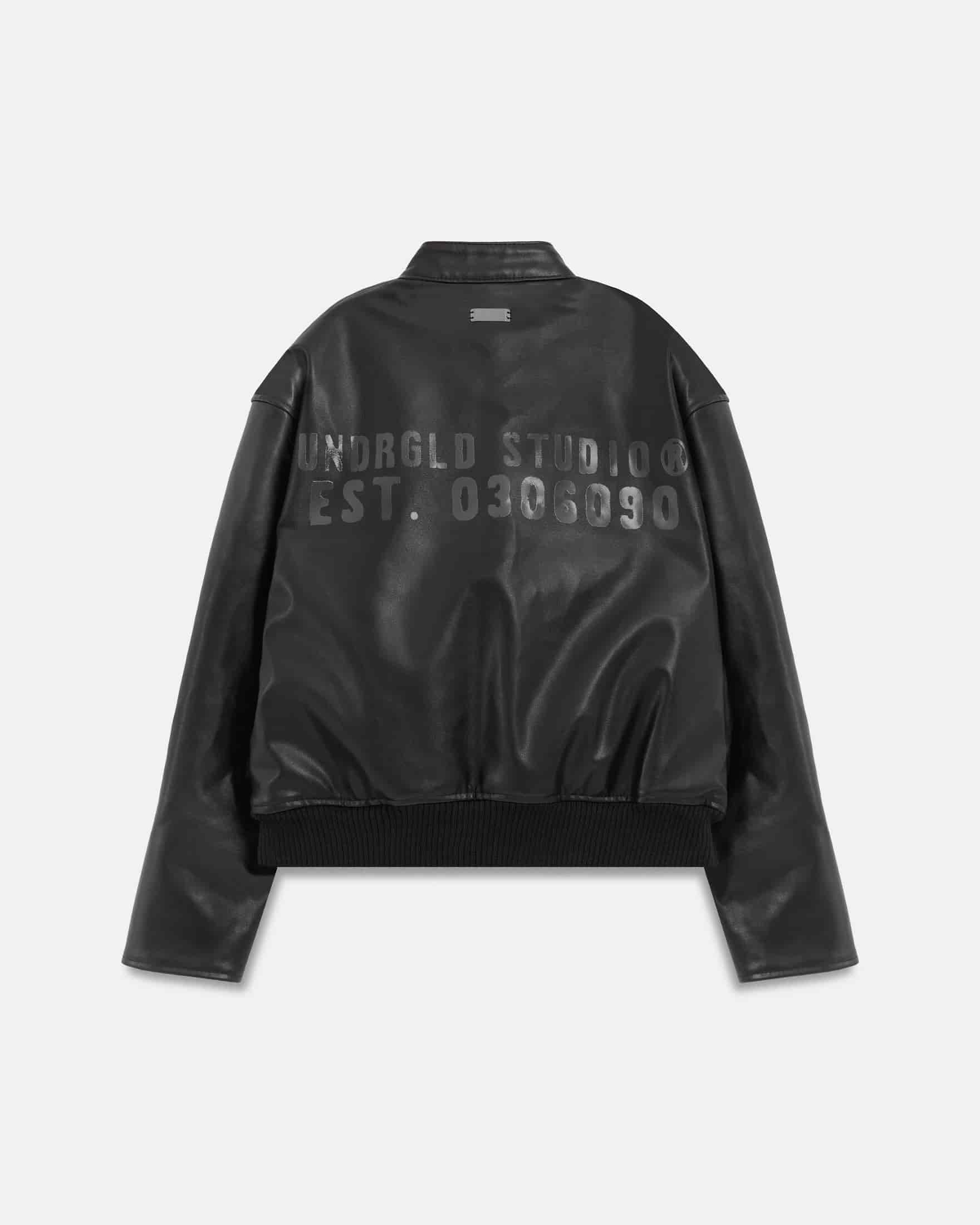 Spring Worn Logo Biker Jacket Black - miniatura 1