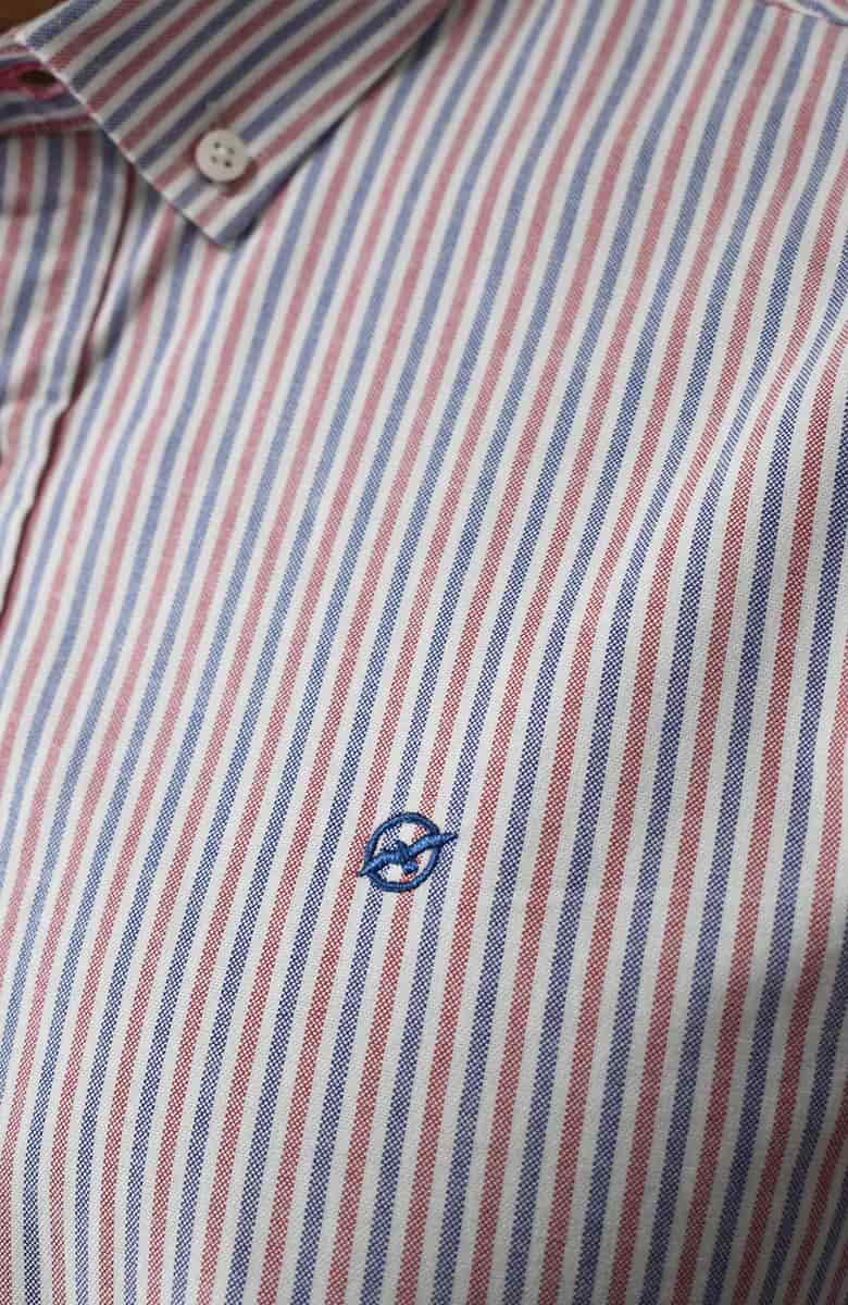 Camisa manga larga a rayas Azul-Roja Para Hombre - miniatura 3