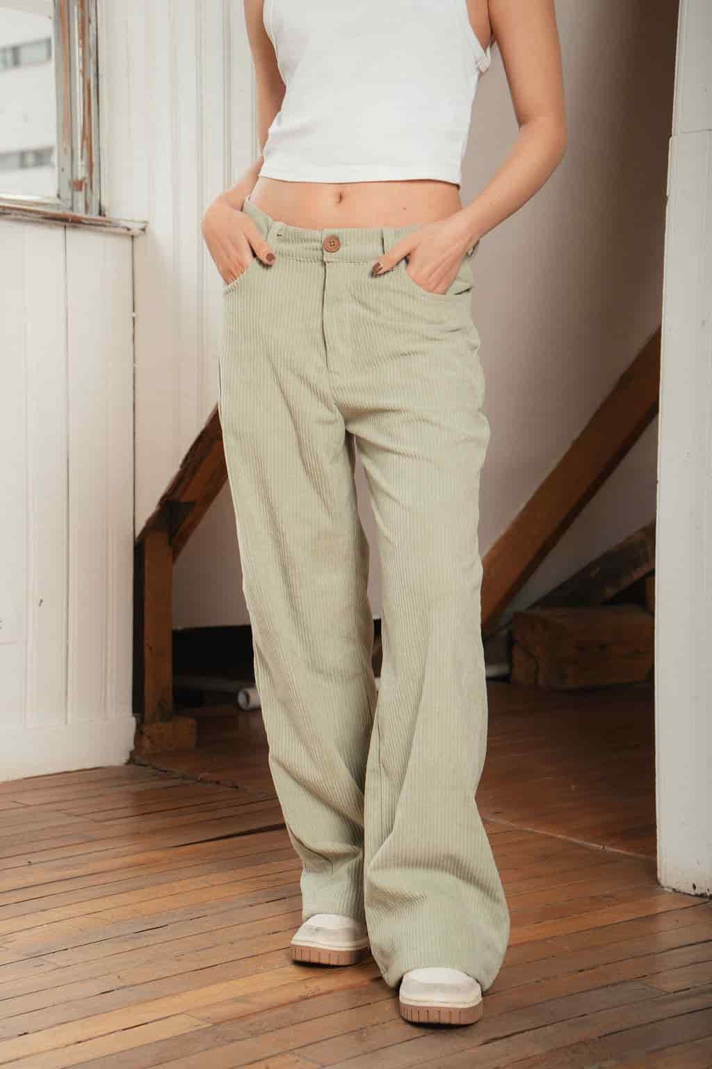 pantalones pana verde menta - miniatura 3