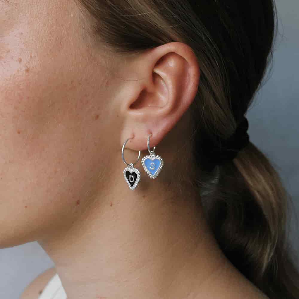PreOrder Baby Hoops 9mm Letra Heart Plata - miniatura 3