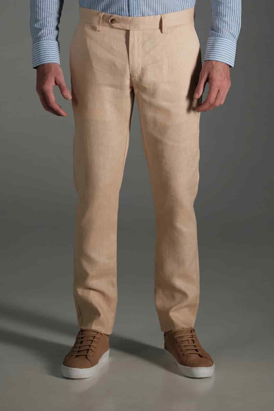 Pantalón Slim Lino Beige - miniatura 2