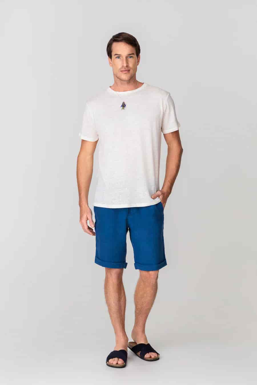 Men's linen t-shirt white - miniatura 4