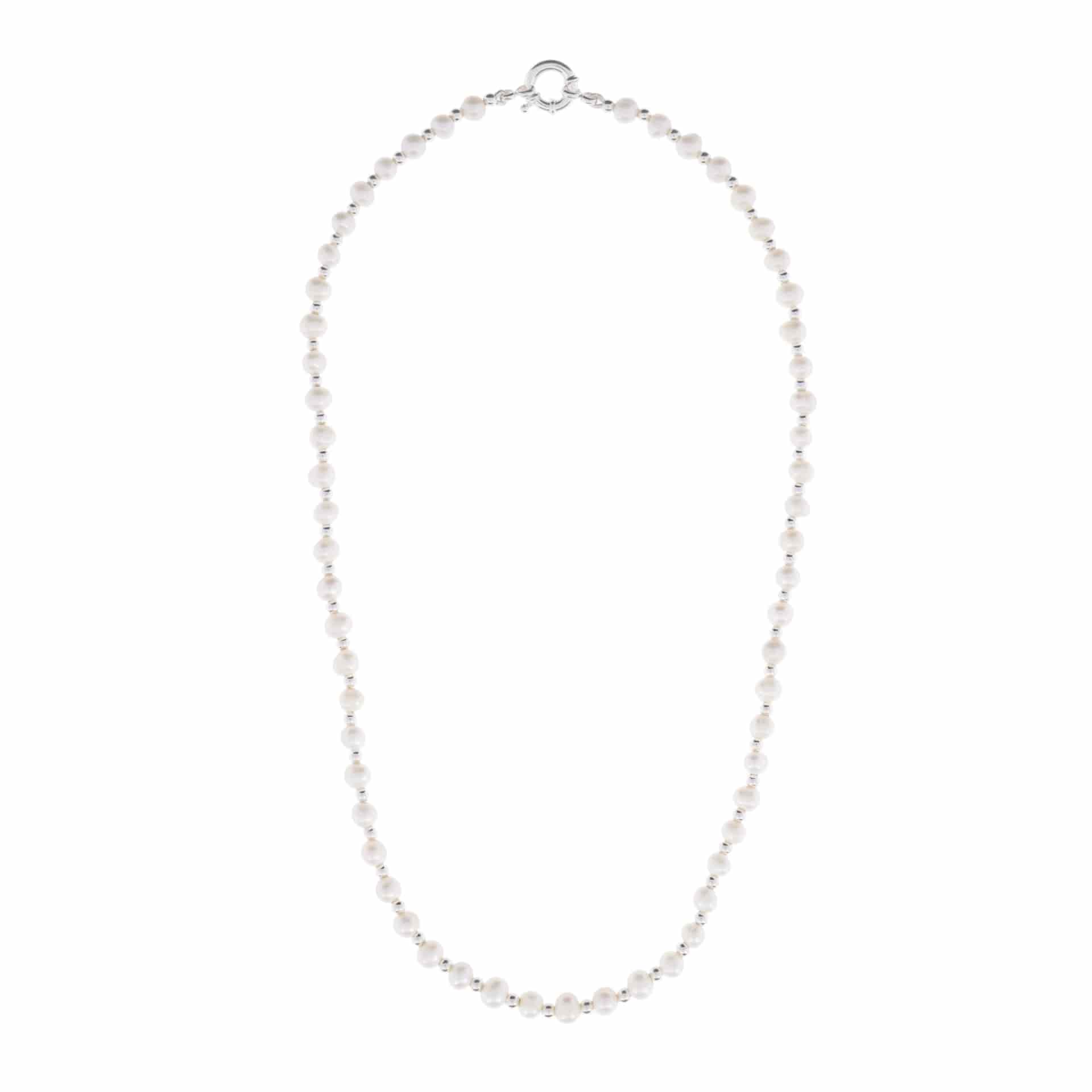 PEARL & SILVER BEAD NECKLACE | COLLAR DE PERLAS DE AGUA DULCE Y BALINES EN PLATA 925 - miniatura 1