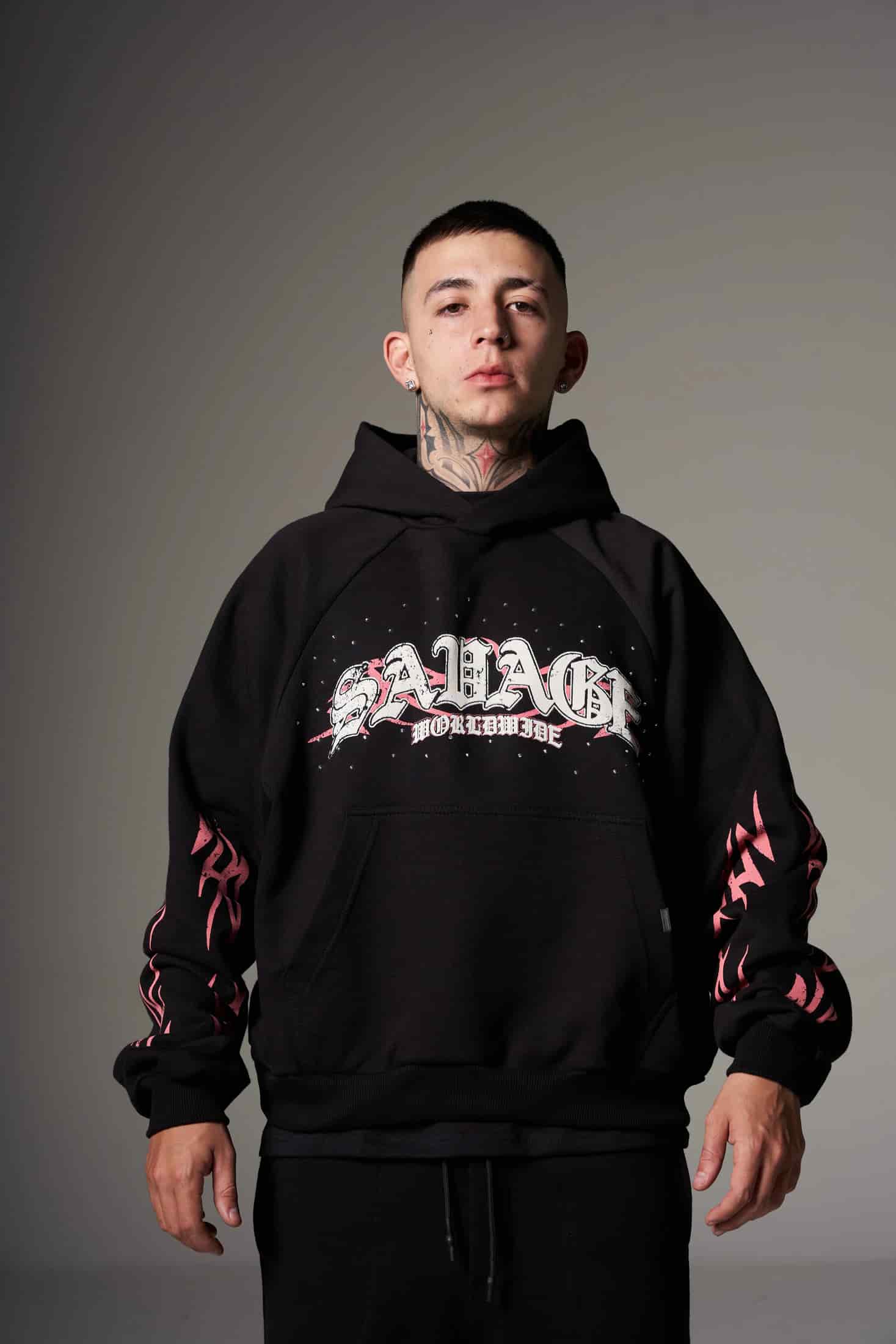 Hoodie Boxy fit rosa piedras  400 gramos - miniatura 1