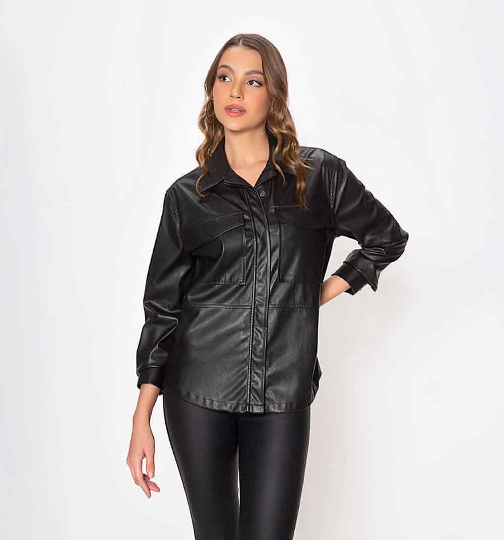 Blusa camisera manga larga con bolsillo - miniatura 2