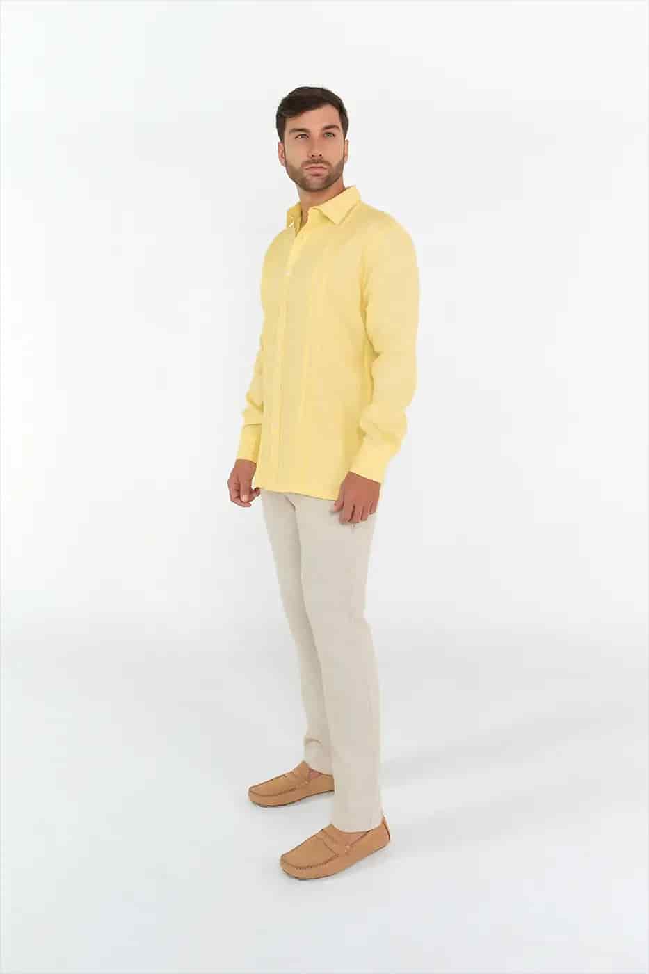 Guayabera Classic Fit 100% Lino Amarillo - miniatura 2