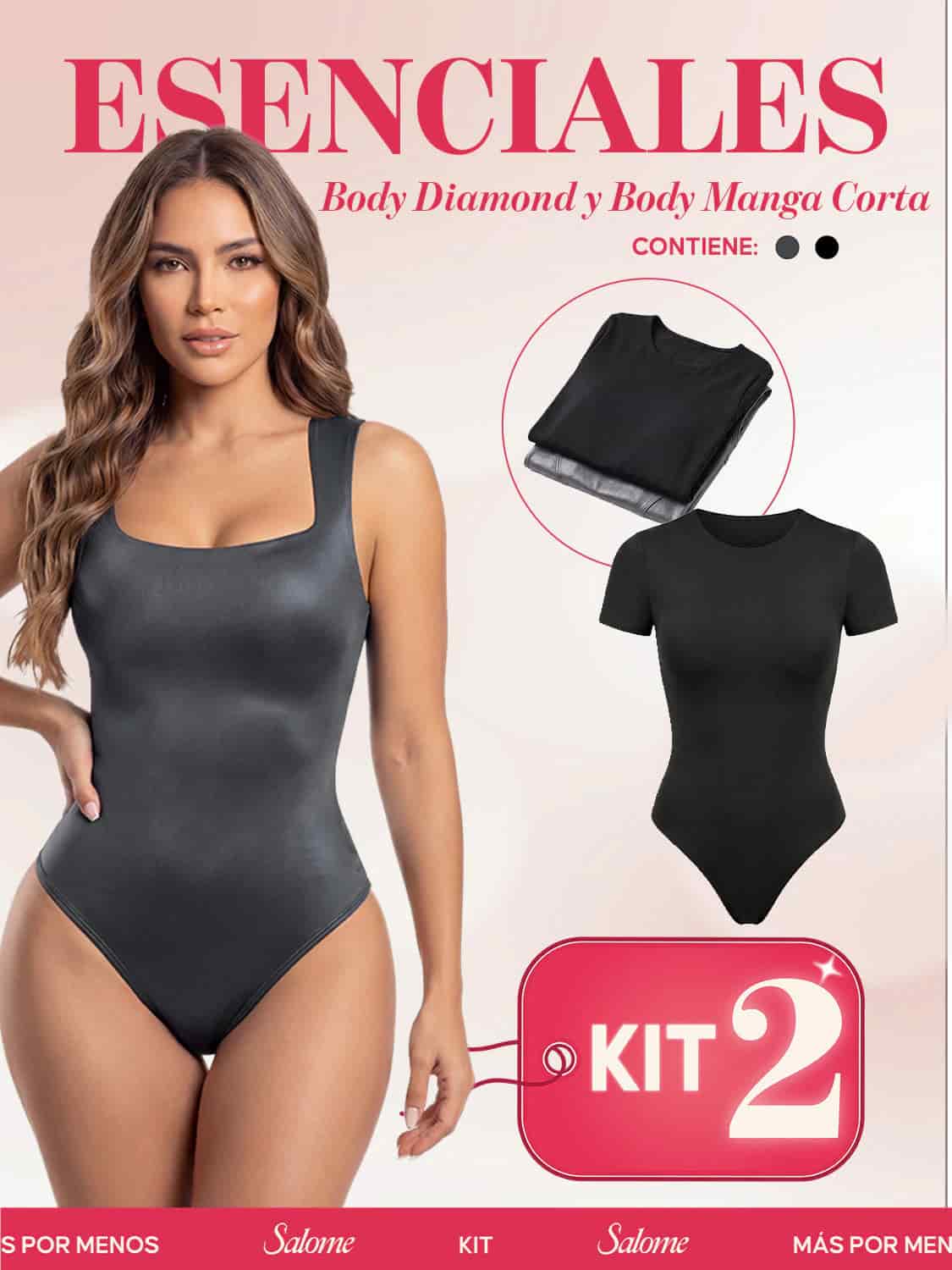 Kit Body Diario Diamond Escote Cuadrado & Manga Corta Sin Costuras | Salome 5006 + 5007 | 01L5 - miniatura 2