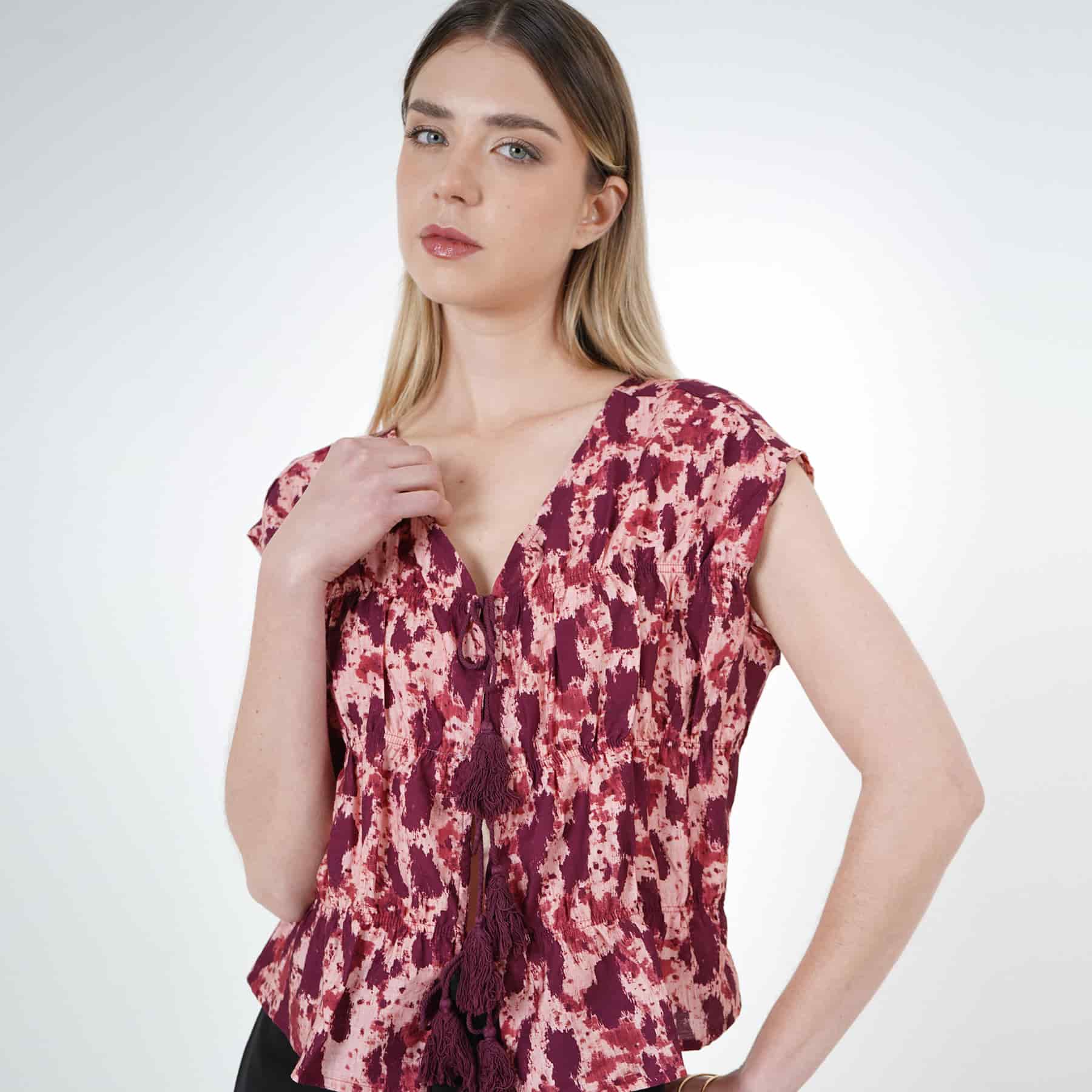 Blusa Cuello V Manga Sisa - miniatura 2
